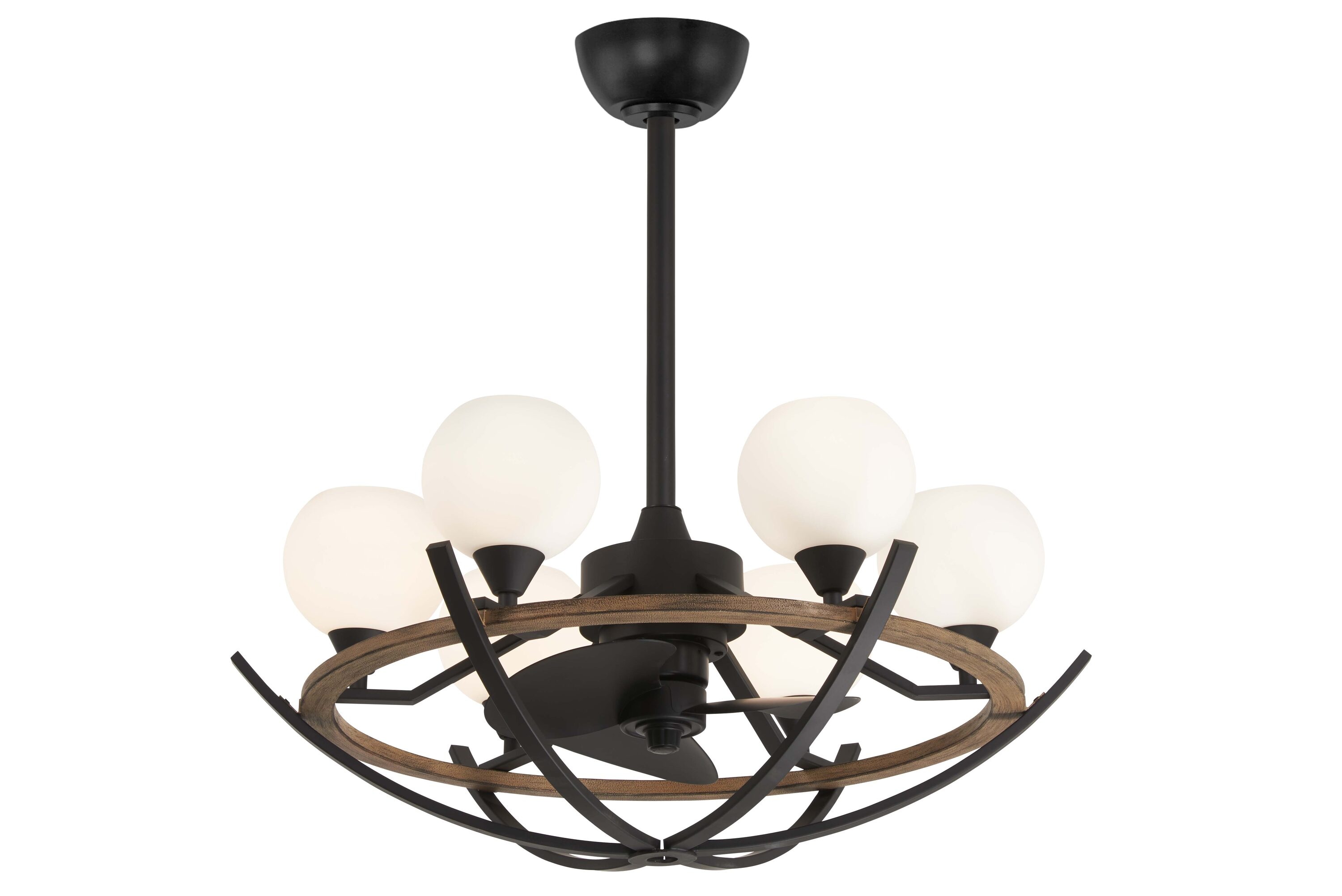 Coal and Opal Glass 30-Inch Chandelier Ceiling Fan with Remote