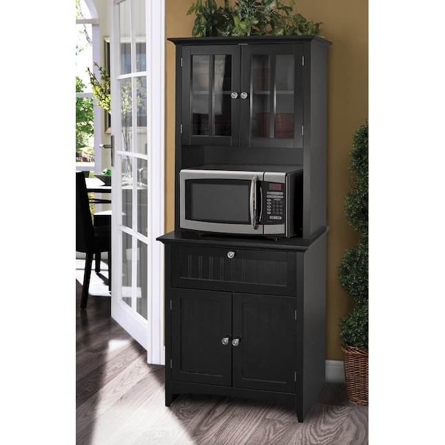 Oshome Kitchen Essentials Transitional Black Hutch In The Dining Storage Department At Lowes Com