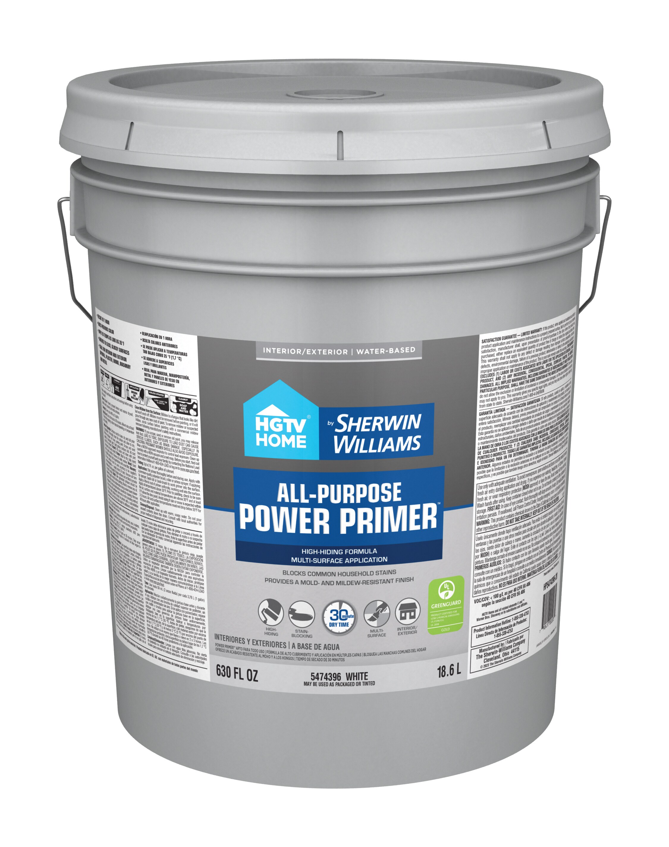 HGTV HOME by Sherwin-Williams All-Purpose Power Interior/Exterior Multi-purpose Water-based Wall and Ceiling Primer (5-Gallon)