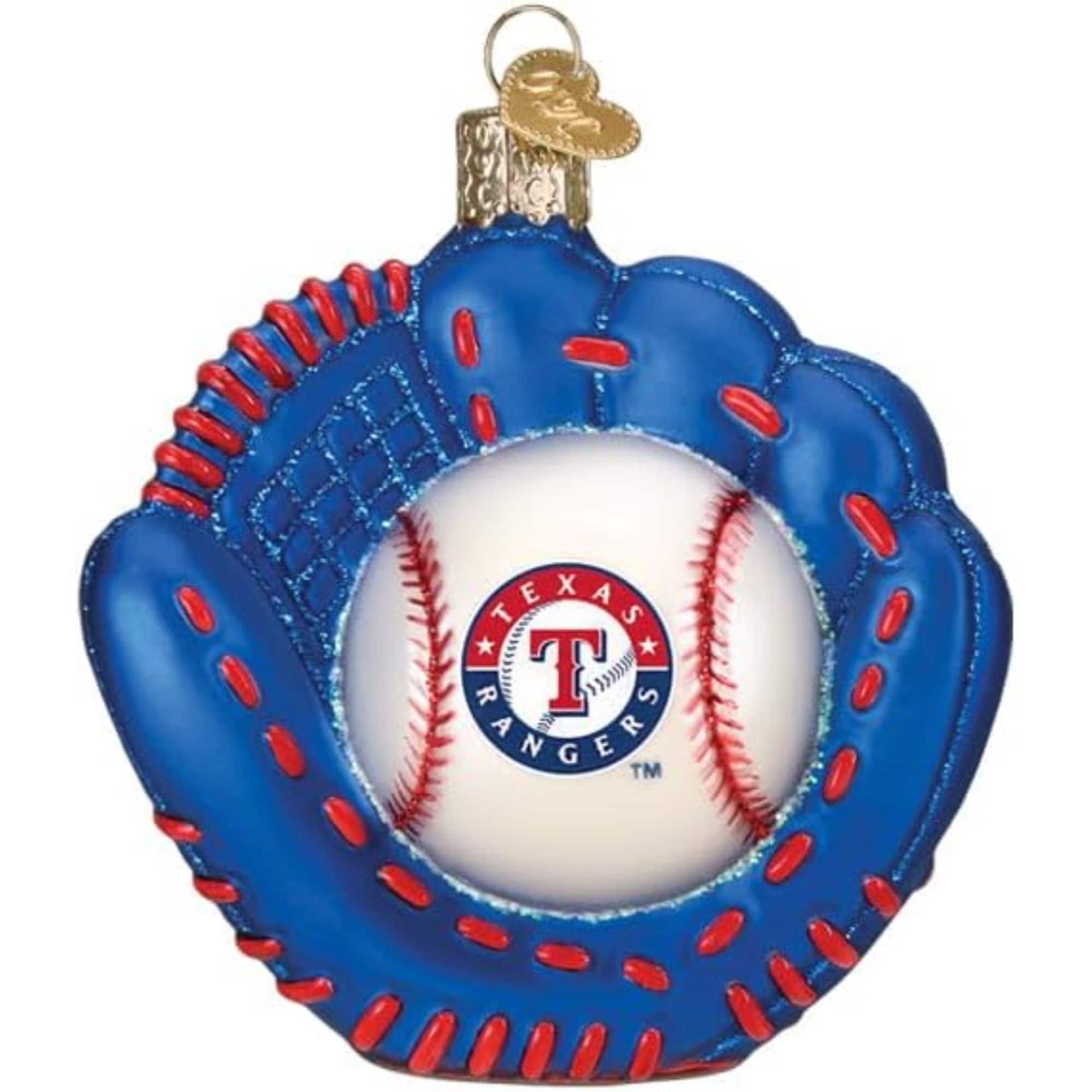 Old World Christmas 729343777270 Blown Glass Ornament for Christmas Tree - Texas Rangers Baseball Mitt
