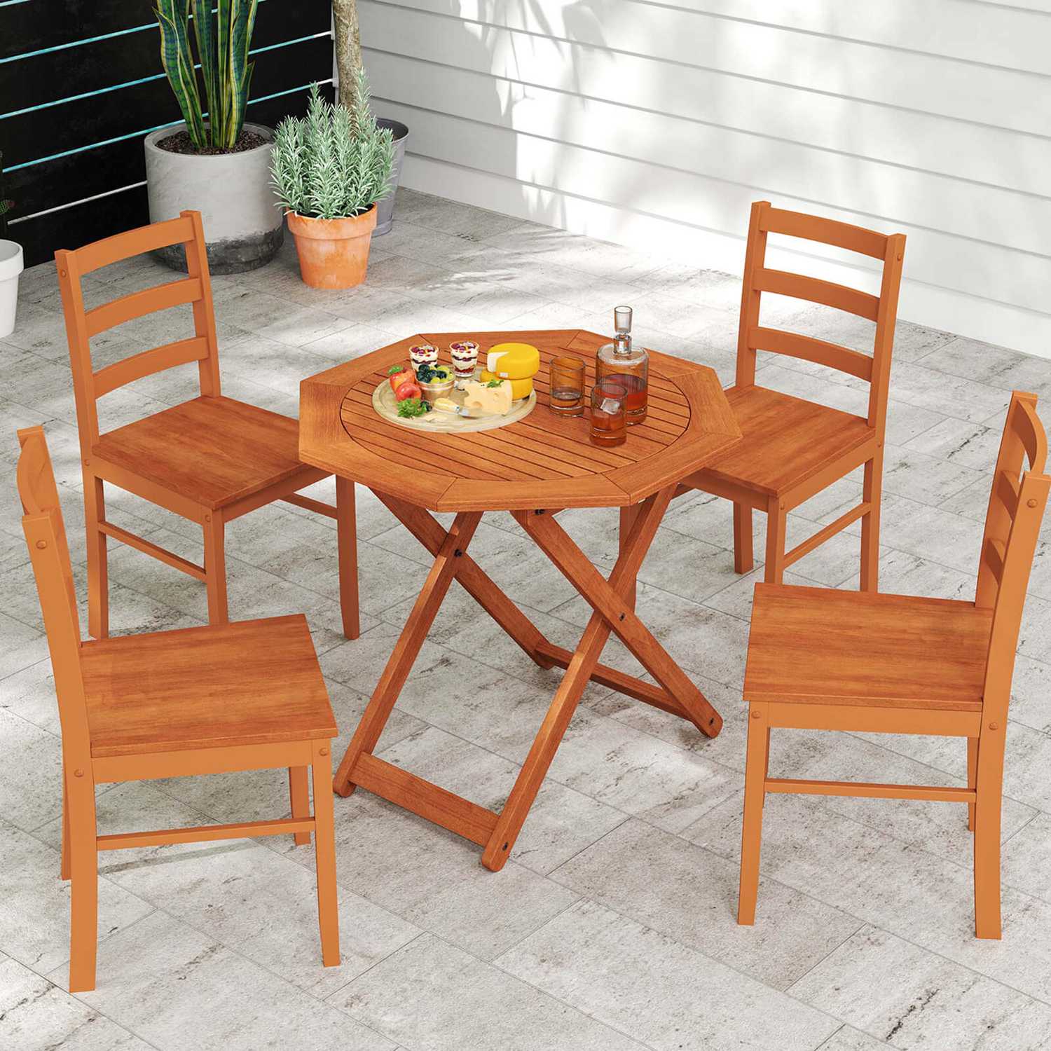 folding patio umbrella table Tangkula 6 Pieces Dining Set, 4 Chairs and 31.5 inches Round Table, Patio Included, for Indoor Outdoor Poolside or Balcony : Patio, Lawn & Garden This potting bench create a warm and functional outdoor gathering spot with this octagon folding patio table with umbrella hole Outsunny 6-Piece Patio Dining Set