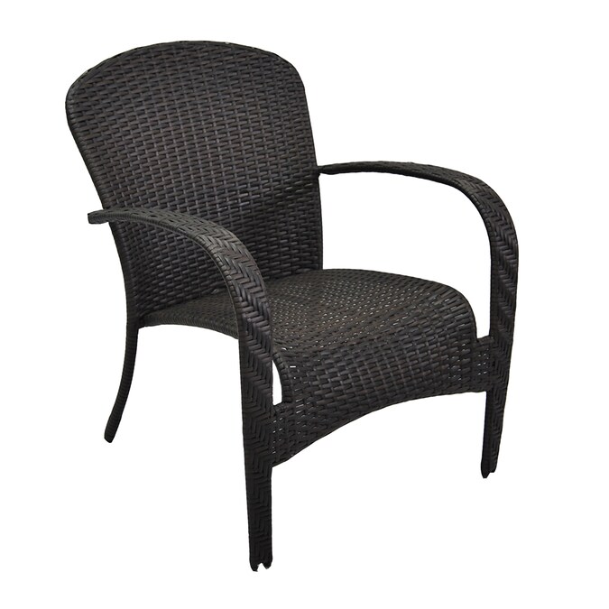 Style Selections Trevose Woven Stackable Black Metal Frame Stationary Conversation Chair S With Seat In The Patio Chairs Department At Com - Black Metal Patio Chairs Lowe S