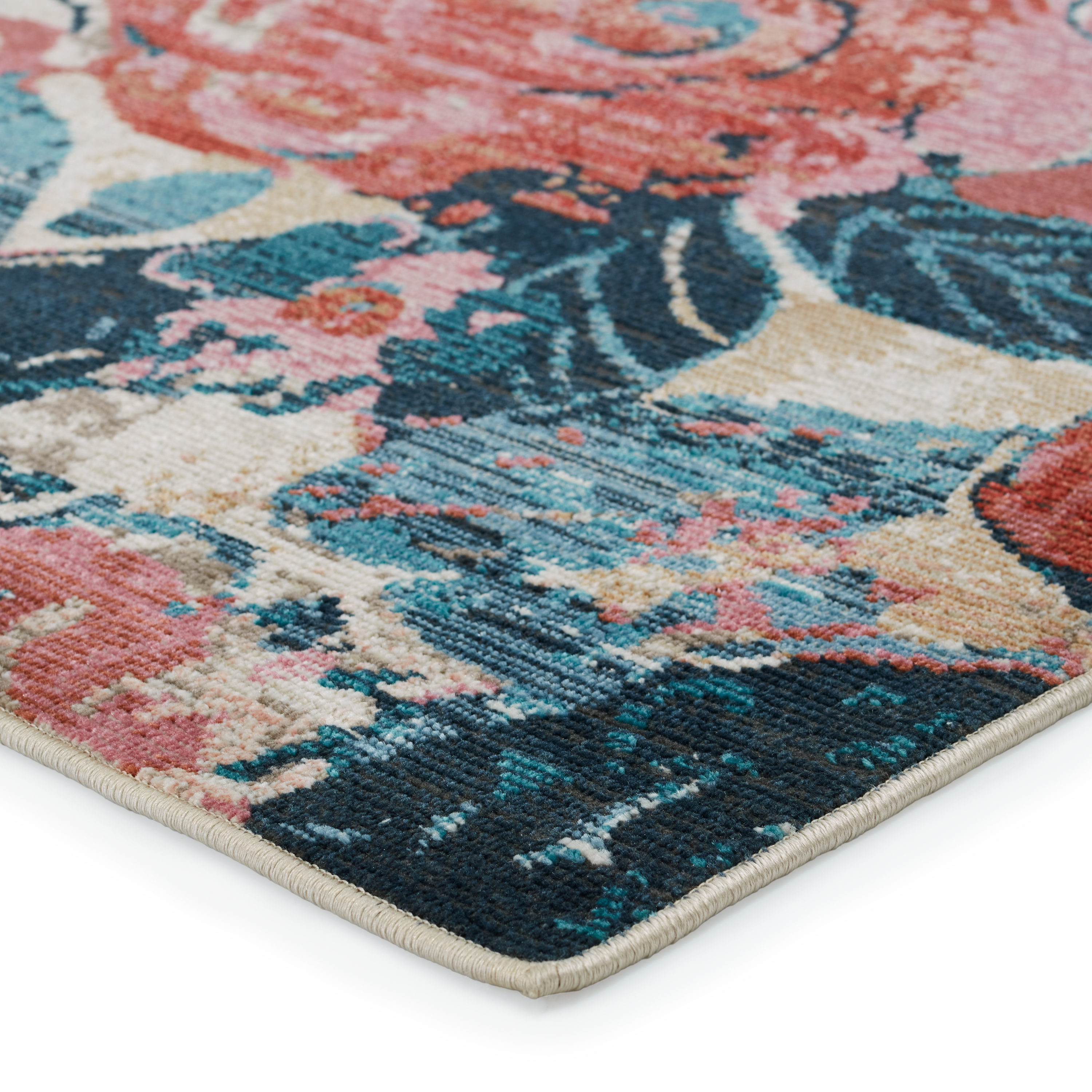 Enchanted Garden Blue Floral 2'6" x 4' Wool-Synthetic Blend Rug