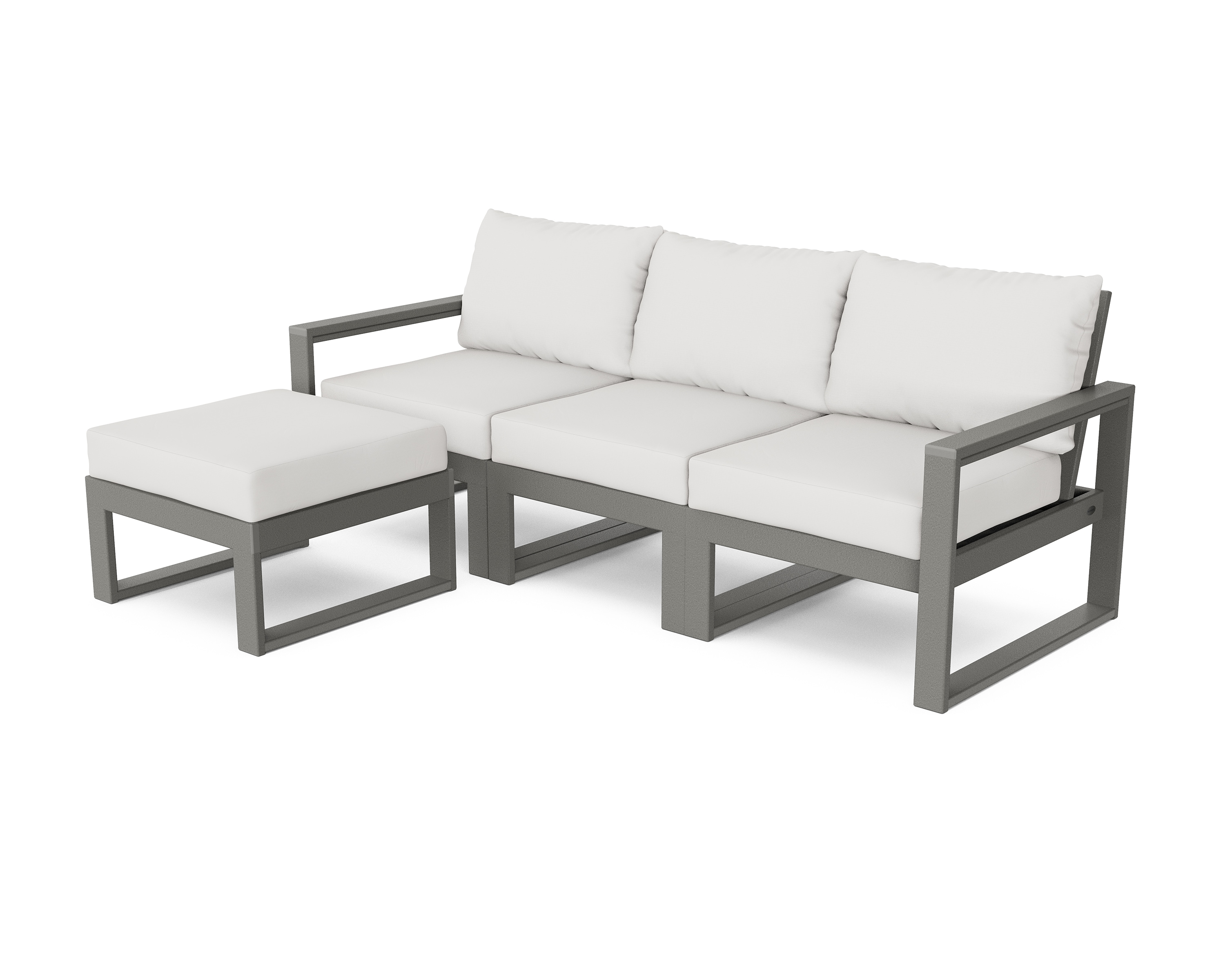 POLYWOOD PWS524-2-GY152939 Edge 4 -Piece Patio Conversation Set with White Revolution Cushions