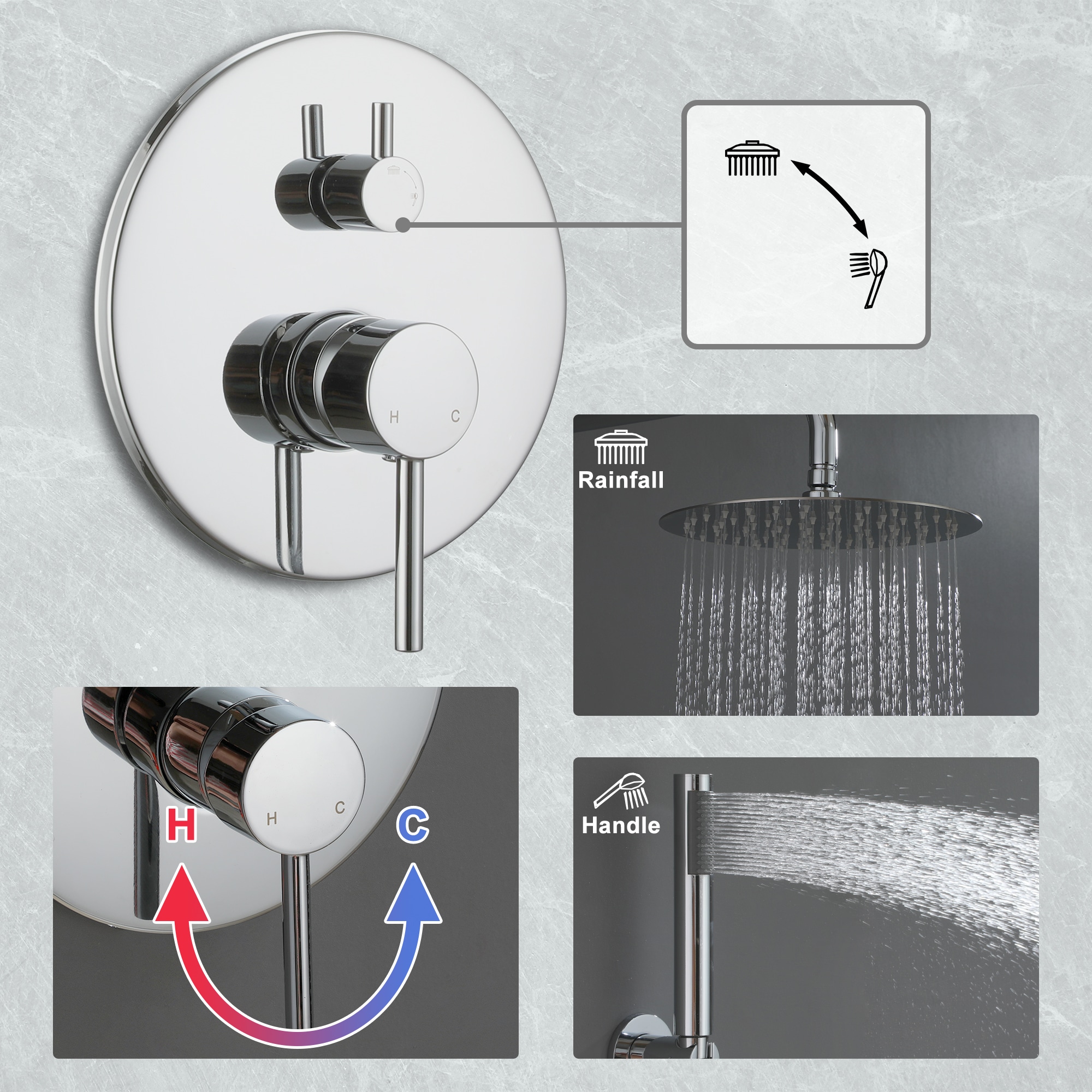 Clihome CHMS-8CH-A3543 Showerhead-Bar-Panels - View #5