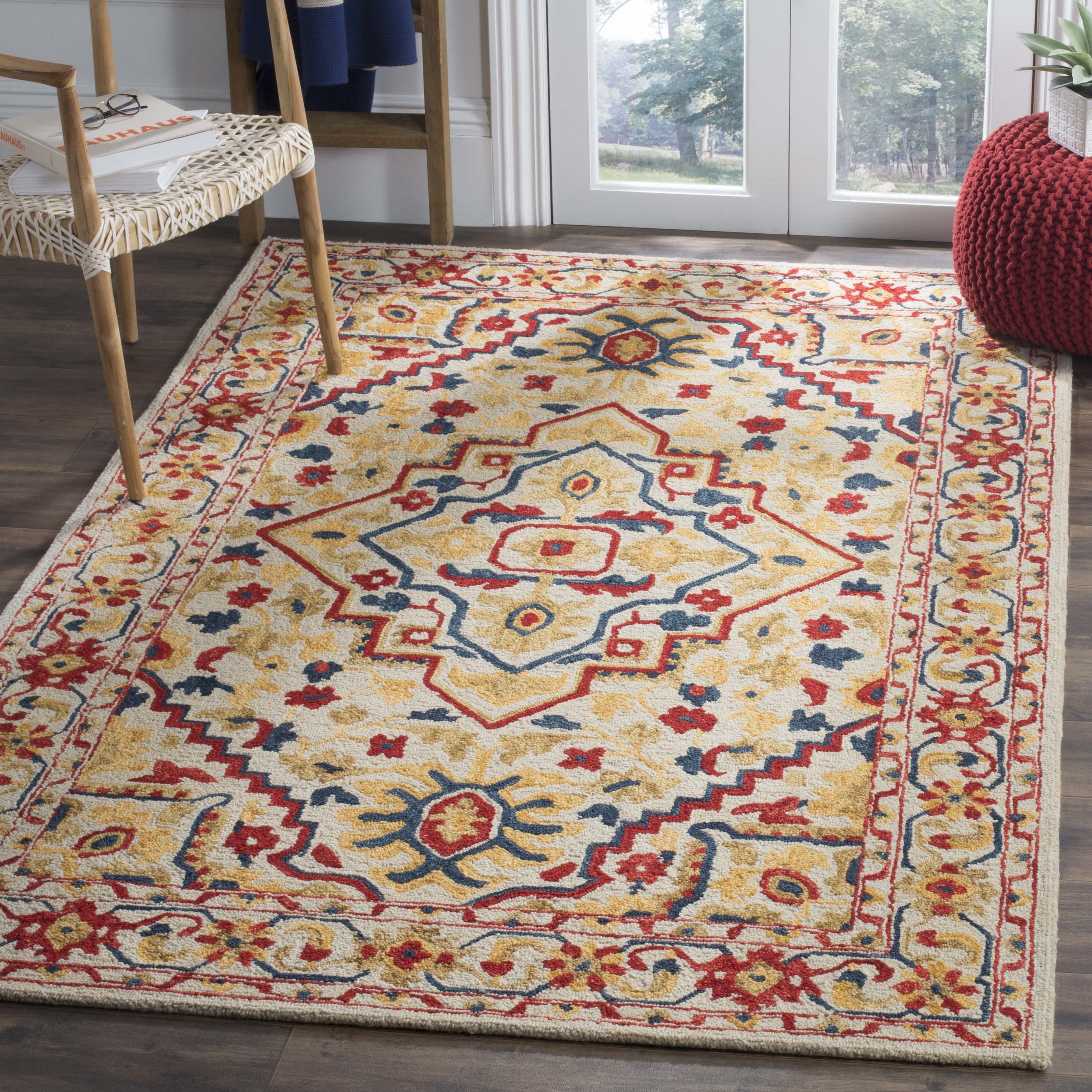 Safavieh APN705A-2 Aspen Constance 2 x 3 (ft) Tufted Wool Ivory/Multi Rectangular Indoor Floral/Botanical Bohemian/Eclectic Throw rug