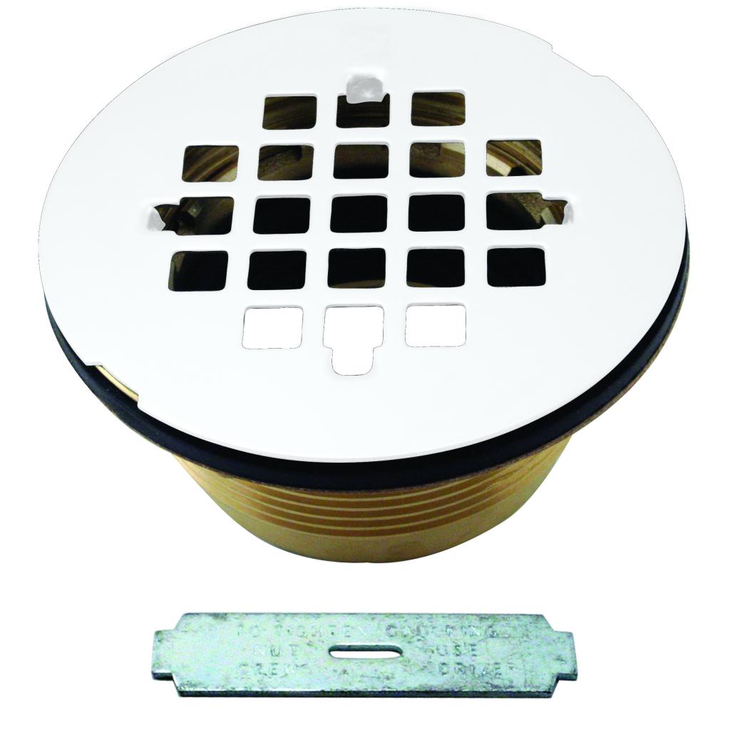 WESTBRASS Shower Drain Brass Body Compression with Grid In Powder Coat ...