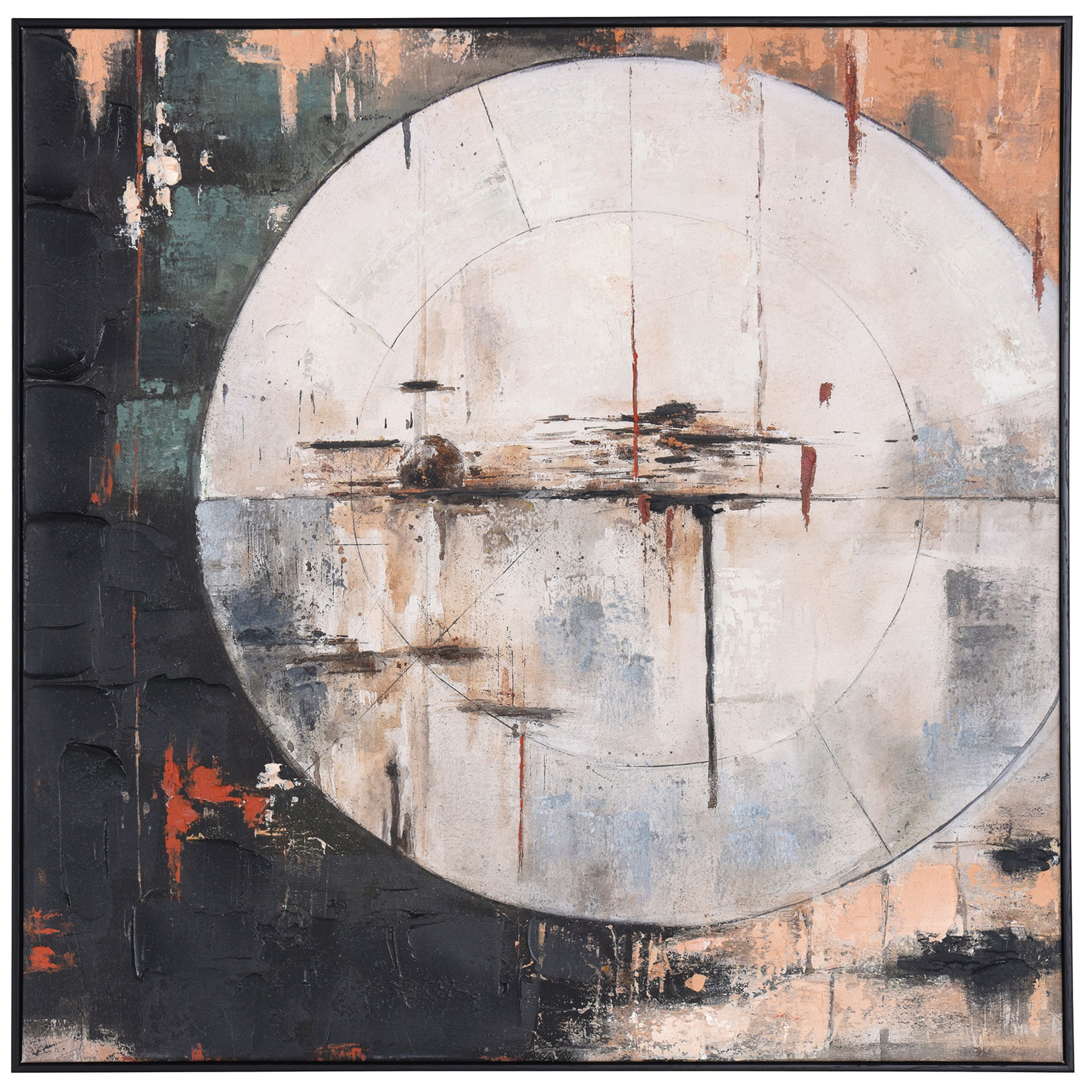 StyleCraft Home Collection WI34387DS Moon Movement I - Hand Embellished Framed Canvas Wall Art White Framed 30-in H x 30-in W Abstract Canvas Painting