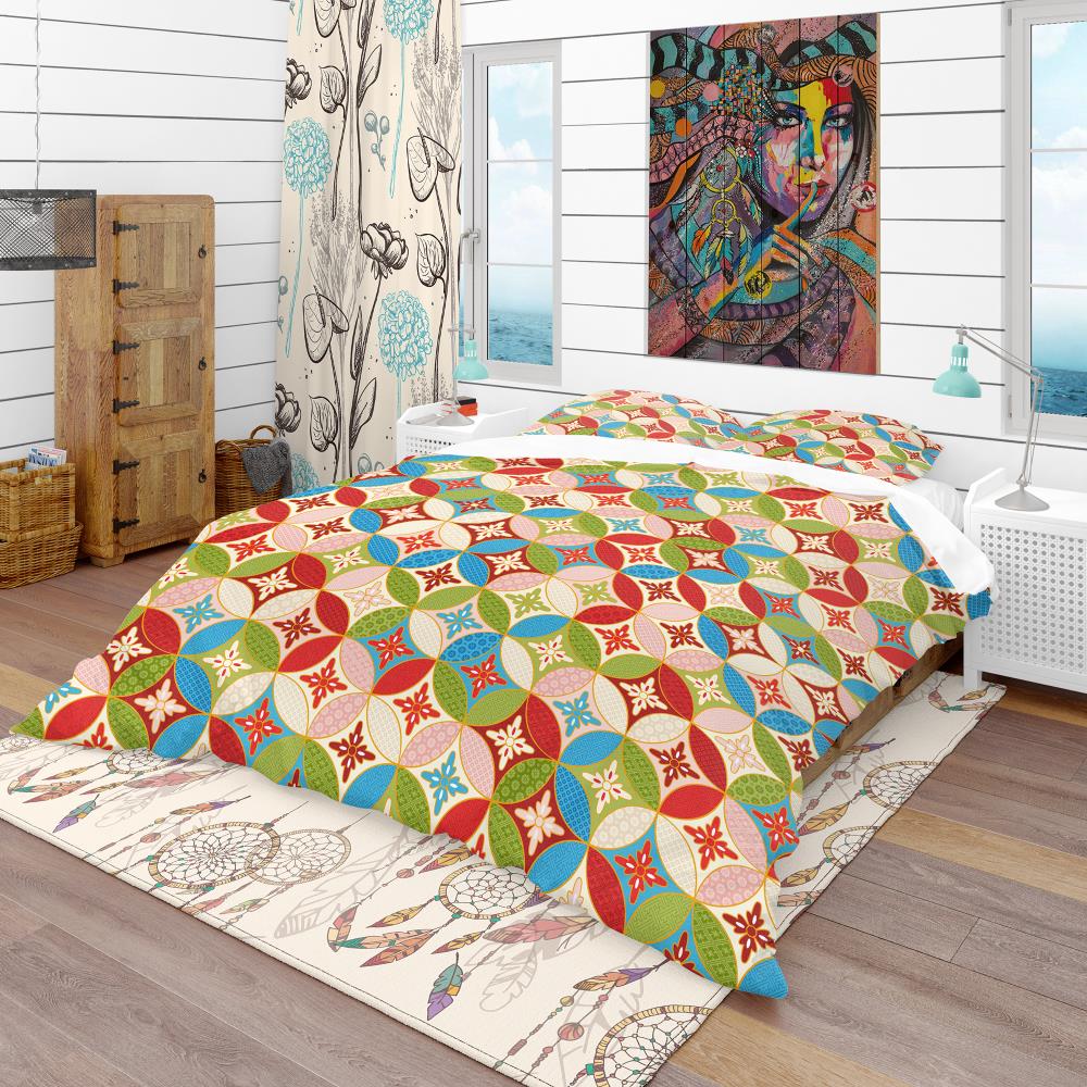 Designart BED18826-Q 3 -Piece Green Queen Duvet cover Set
