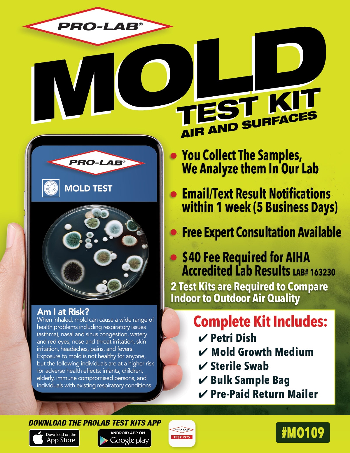 PRO-LAB Indoor Mold Test Kit - Identify Toxic Black Mold Spores in Your  Home, School or Office - Easy and Reliable Testing for Health and Safety in  the Mold Test Kits department