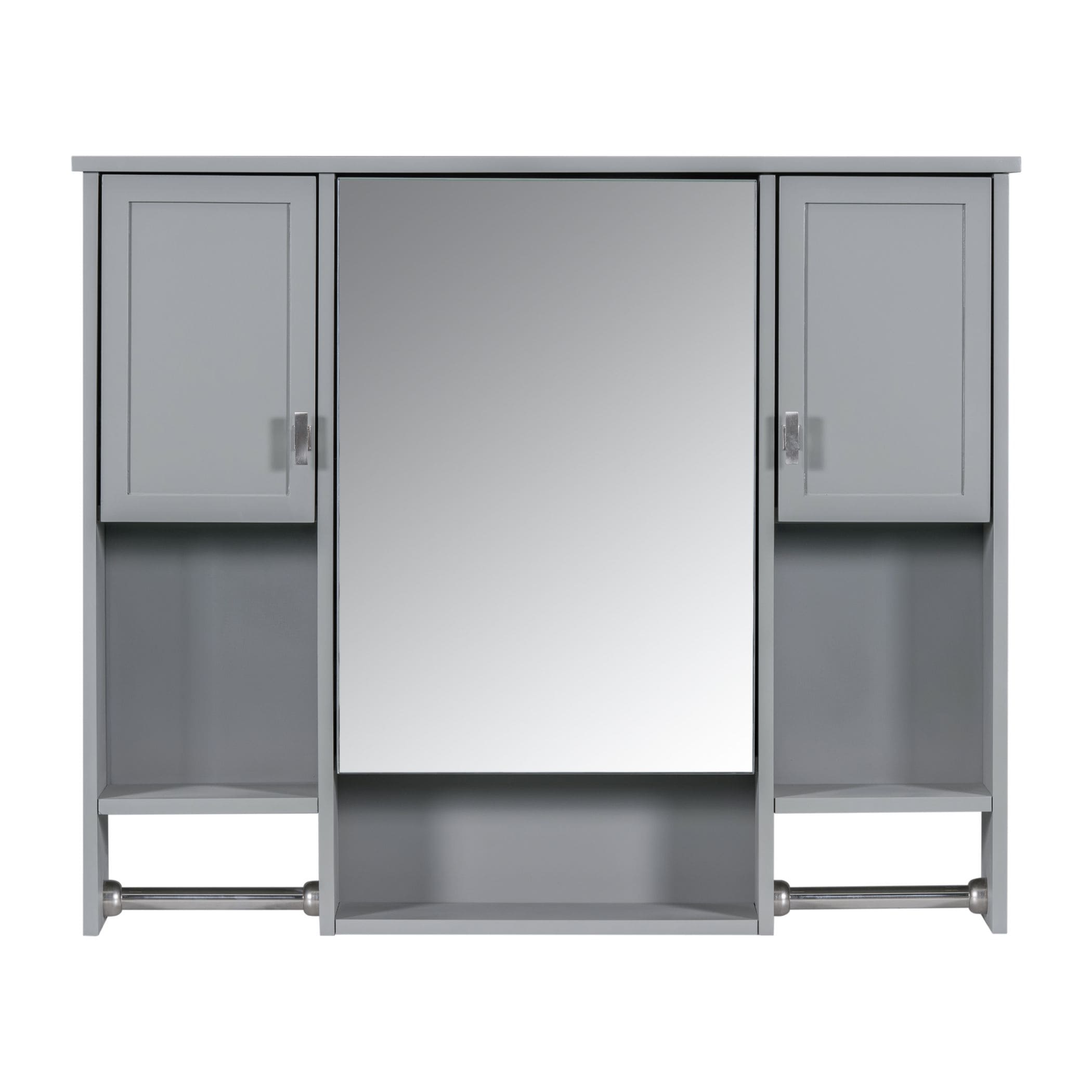 Siavonce ZX-767537 35-in x 29-in Surface Mount Grey Mirrored Rectangle Soft Close Medicine Cabinet