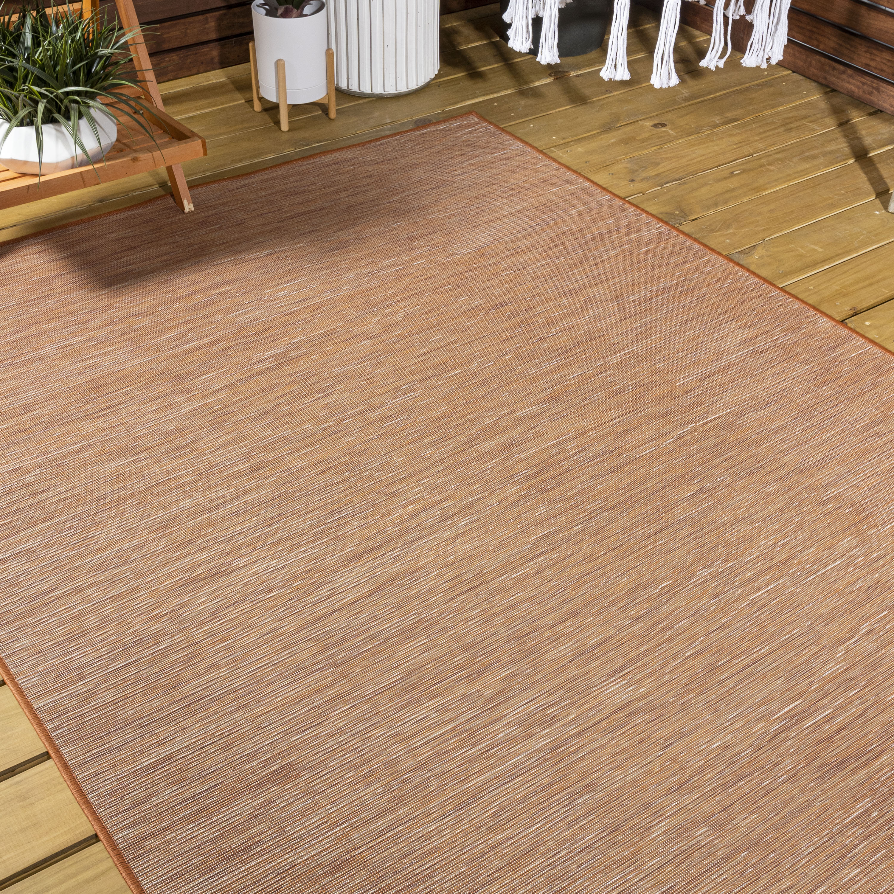 Ethan Orange Flatweave Synthetic 5' x 7' Area Rug