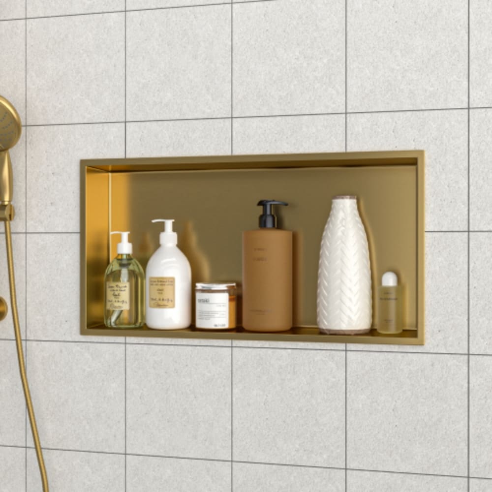 Rainlex 25in W x 13in H Stainless Steel Wall Niche Rectangular Recessed Shower Niche No Tile Needed in Gunmetal Black #RX-SN11-2513GB