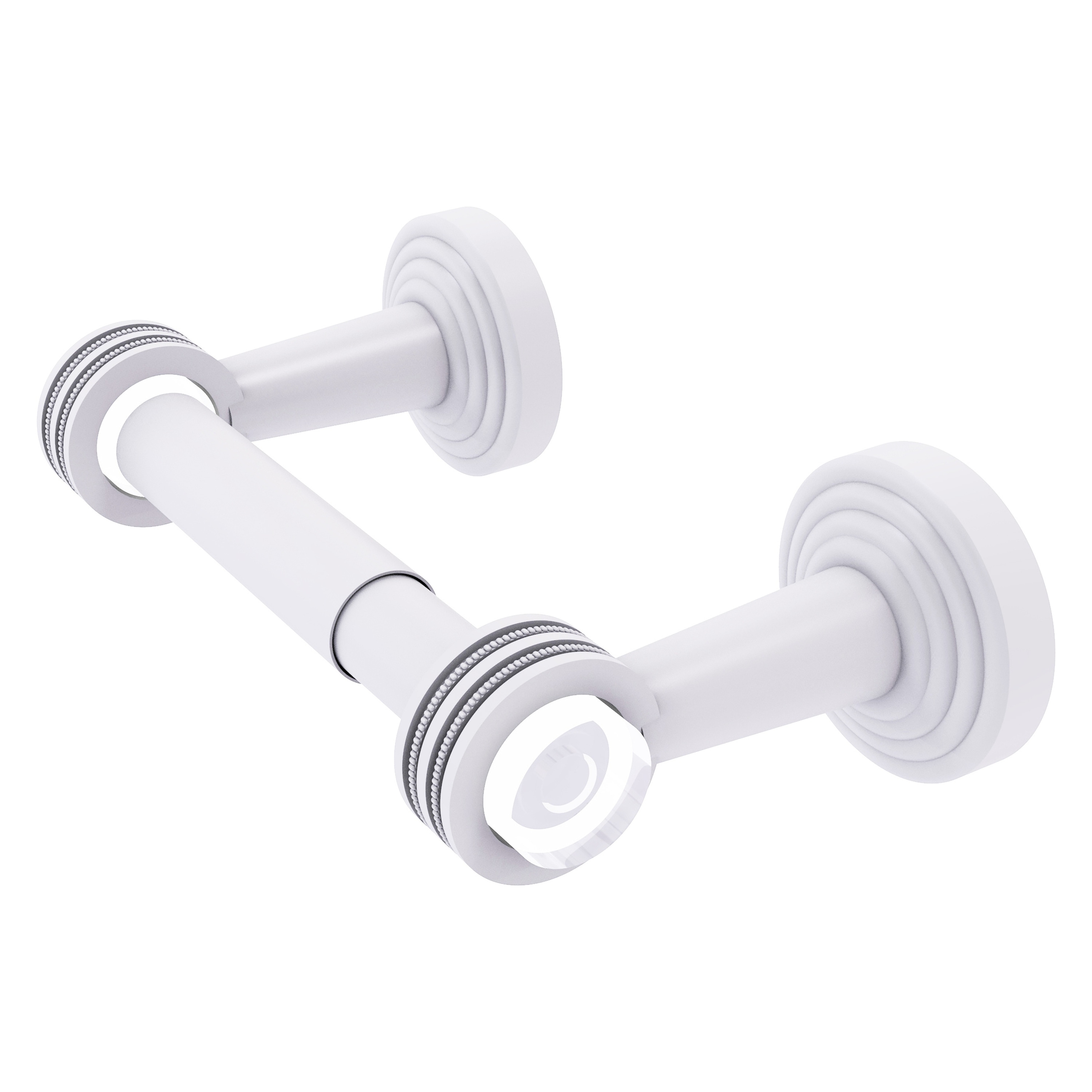 Allied Brass PB-24D-WHM Pacific Beach Matte White Wall mount Double post Toilet Paper Holder 1 -Rolls with Storage