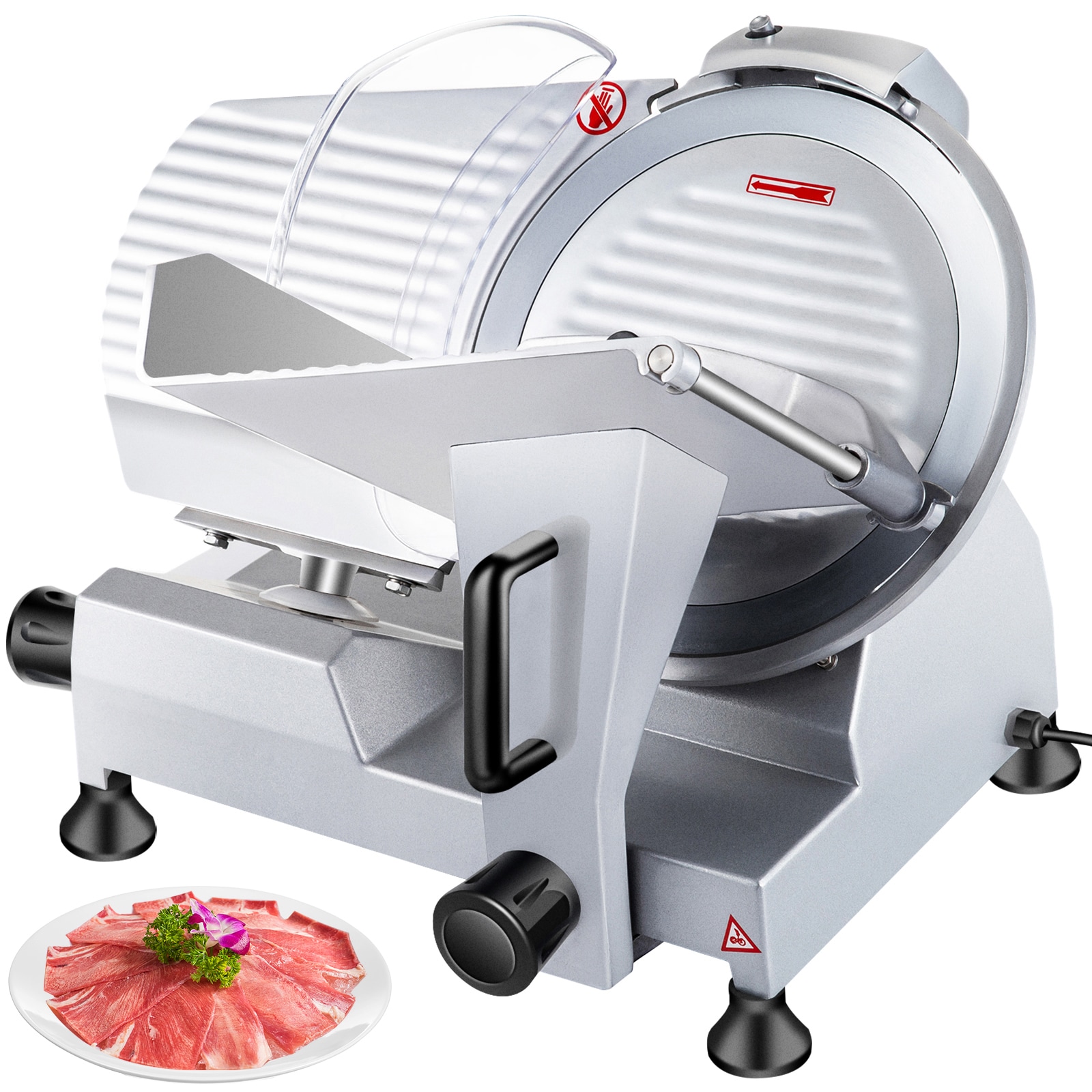 VEVOR SCSYDRQPJ25002411V1 12-IN 320 W Meat Slicer 400 -Speed Commercial/Residential Food slicer and Meat Slicer with Thickness Control ( Silver )