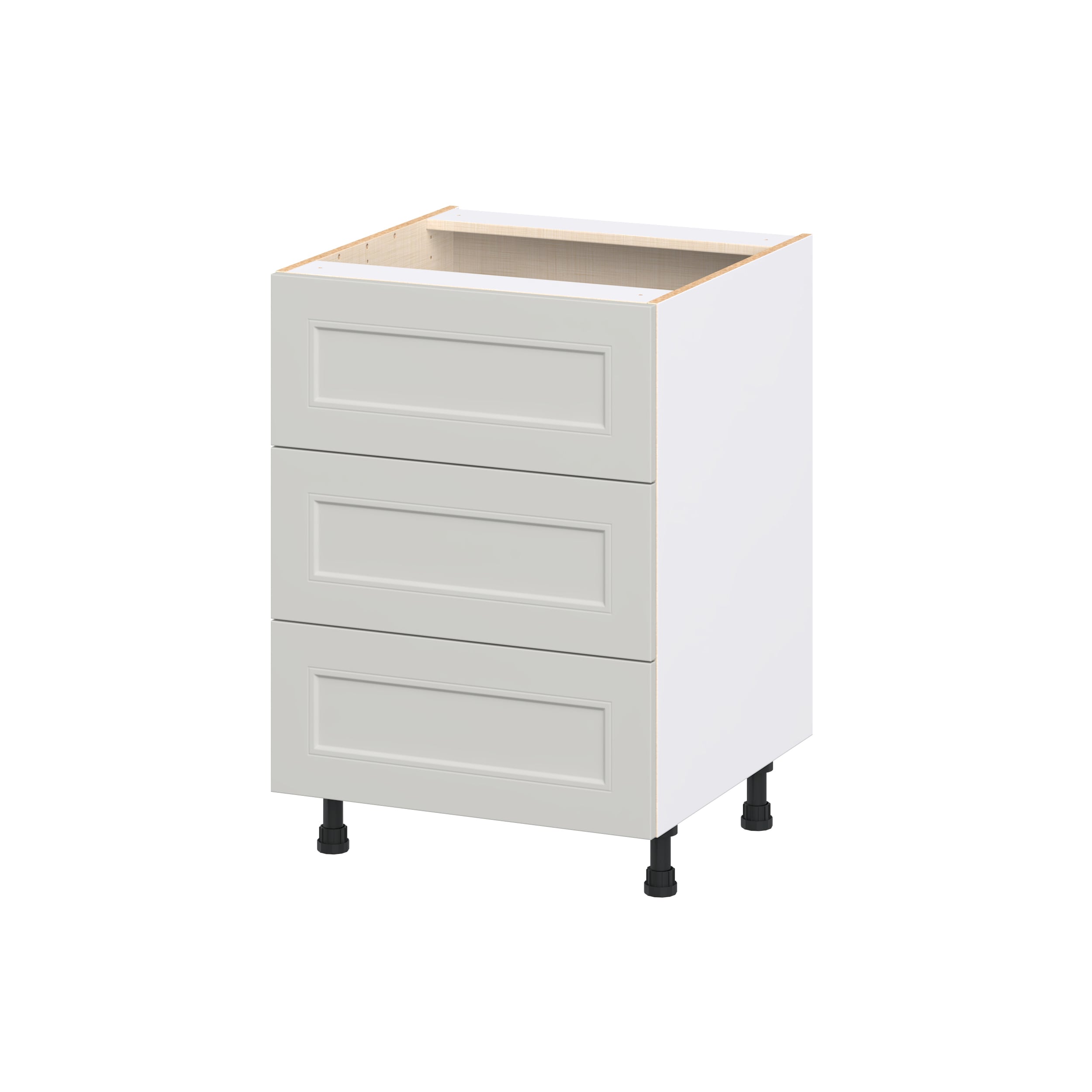 Hugo&Borg DSB3DA24-BE Belcourt 24-in W x 34.5-in H x 24.5-in D Painted Light Gray 3 -Drawers Drawer Base Fully assembled Cabinet Recessed Panel Shaker