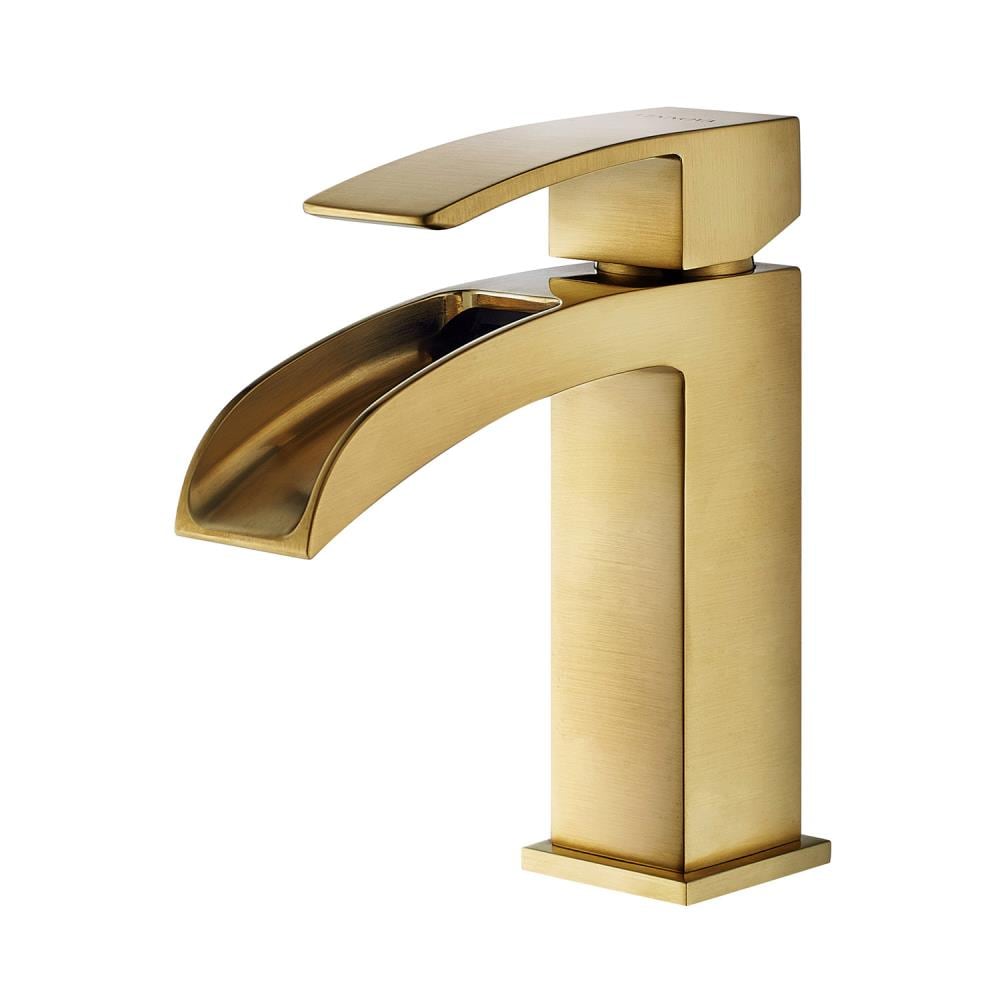 Deck Mounted Bathroom Faucet Single Hole Sink Basin Mixer Brass Brushed Gold Tap 