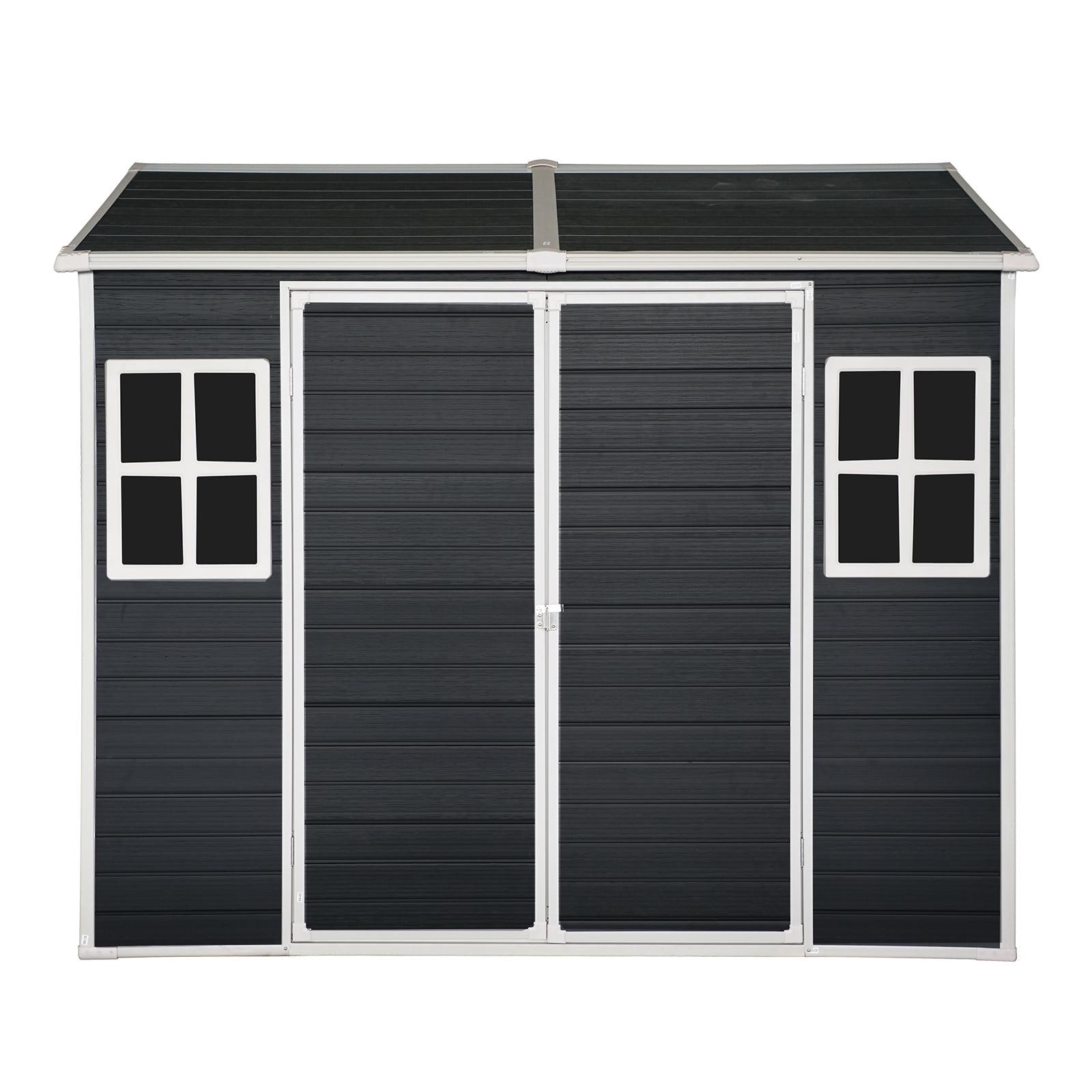 Bayfeve BF-255602-SD 8-ft x 6-ft Black Gable Resin Storage Shed (Floor Included)