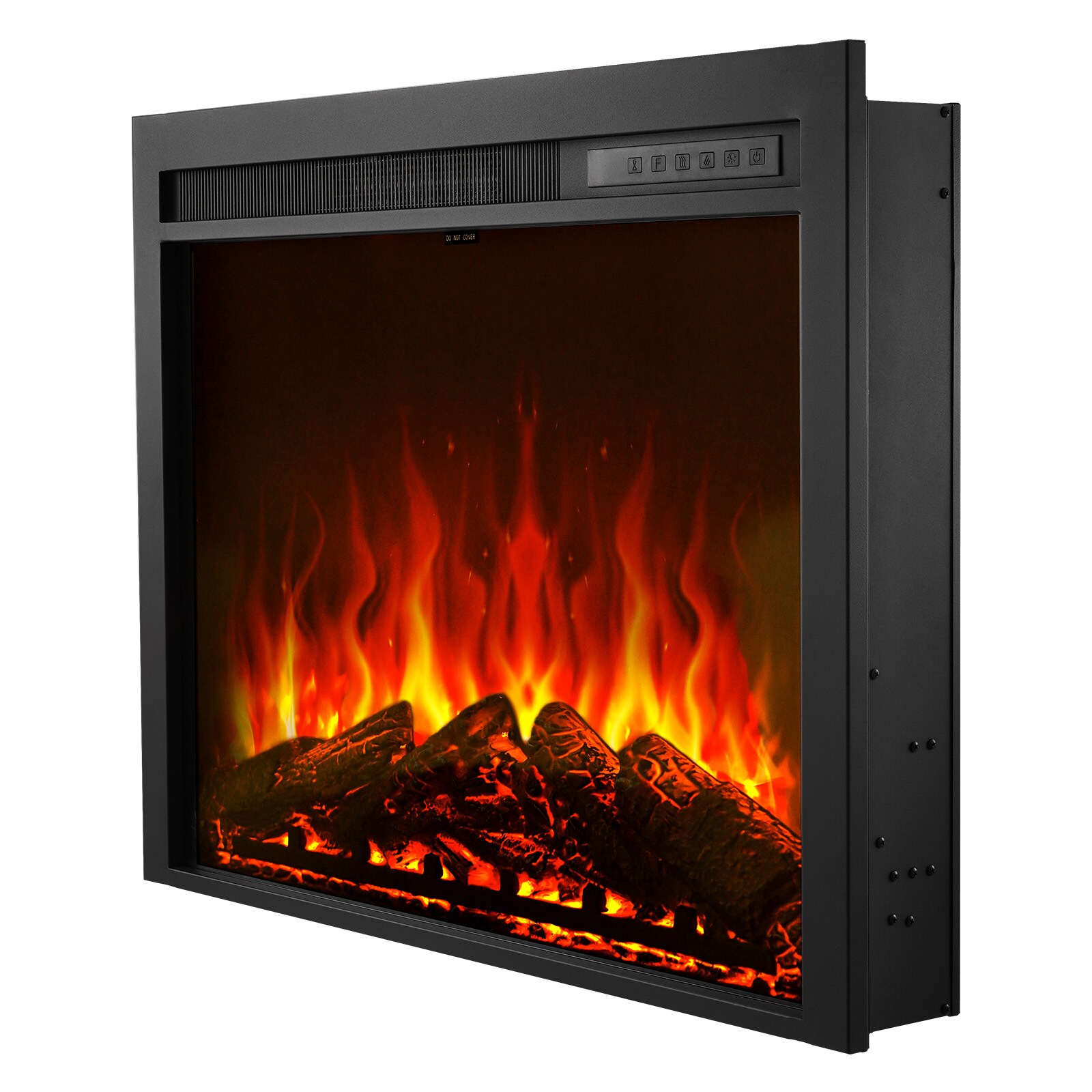 VEVOR Electric Fireplace Insert 35 inch Recessed and Wall Mounted with Adjustable Flame Color Brightness and 8h Timer and Remote Control Indoor Heater w/ 750W/1500W Dual Heating Modes 5000BTU Black