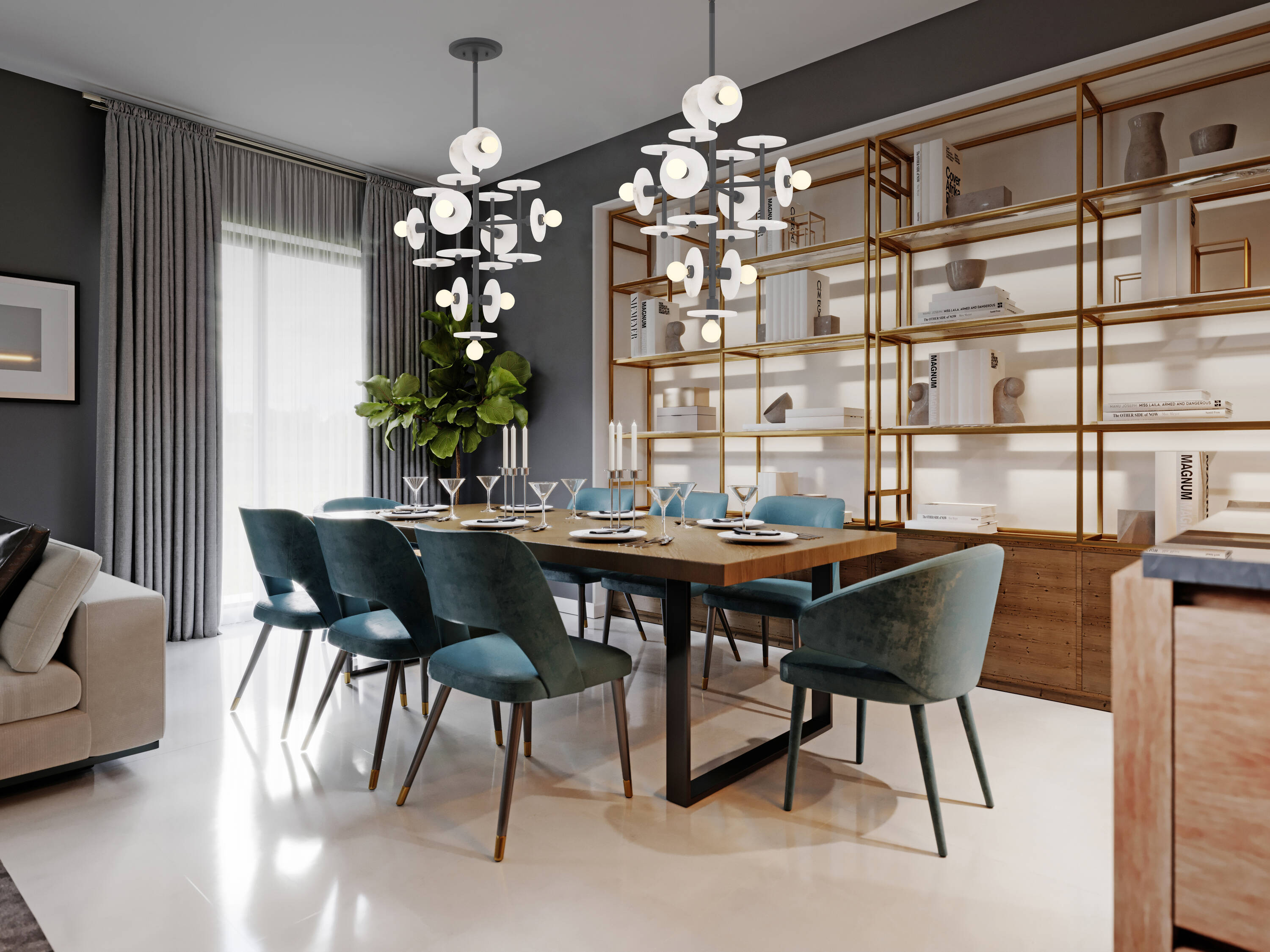 Amani Black Cashmere 9-Light Modern LED Chandelier