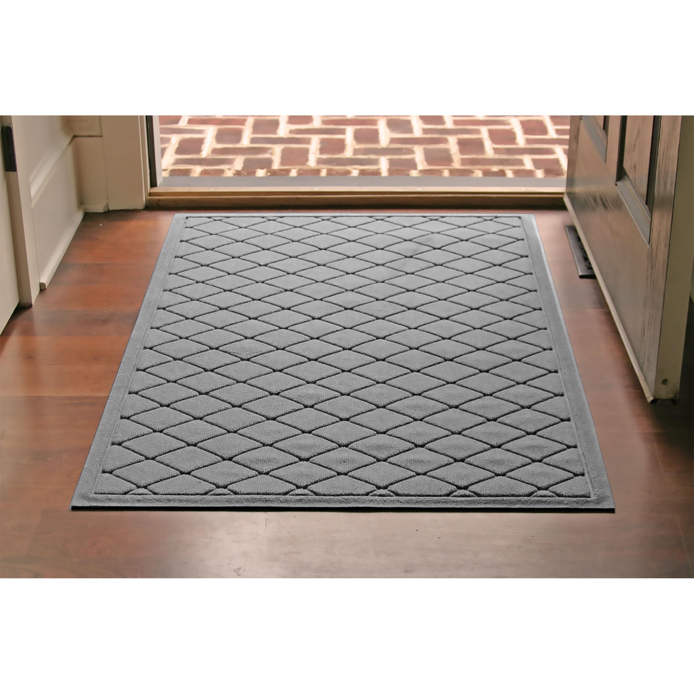 WaterHog 20377570035 3-ft x 5-ft Medium Gray Polyester Rectangular Indoor or outdoor Decorative Door mat