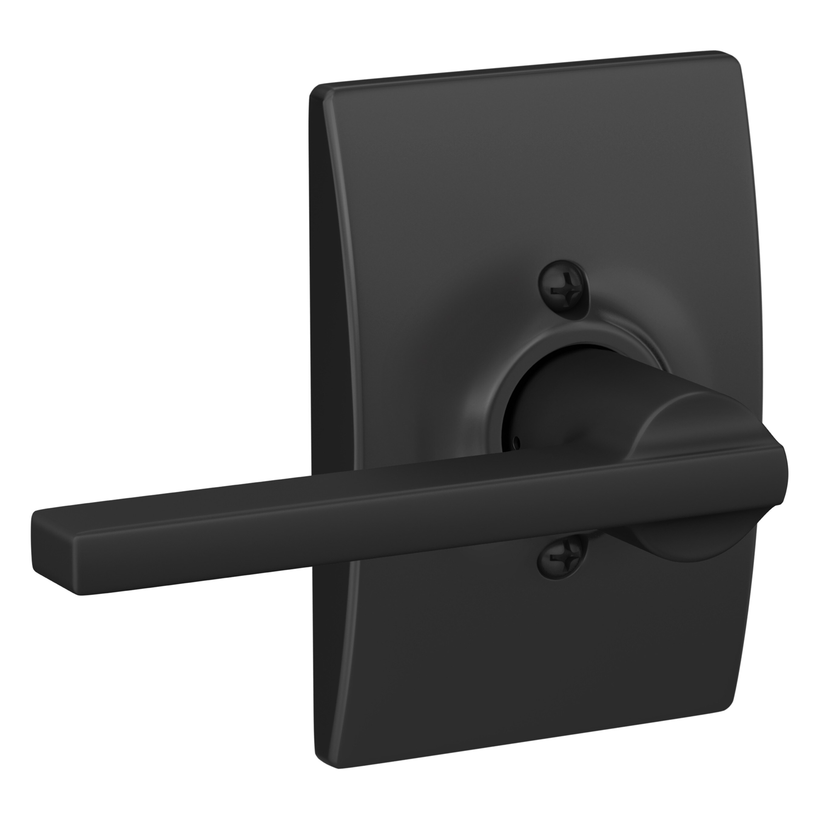 Matte Black Latitude Passage Door Lever with Century Trim