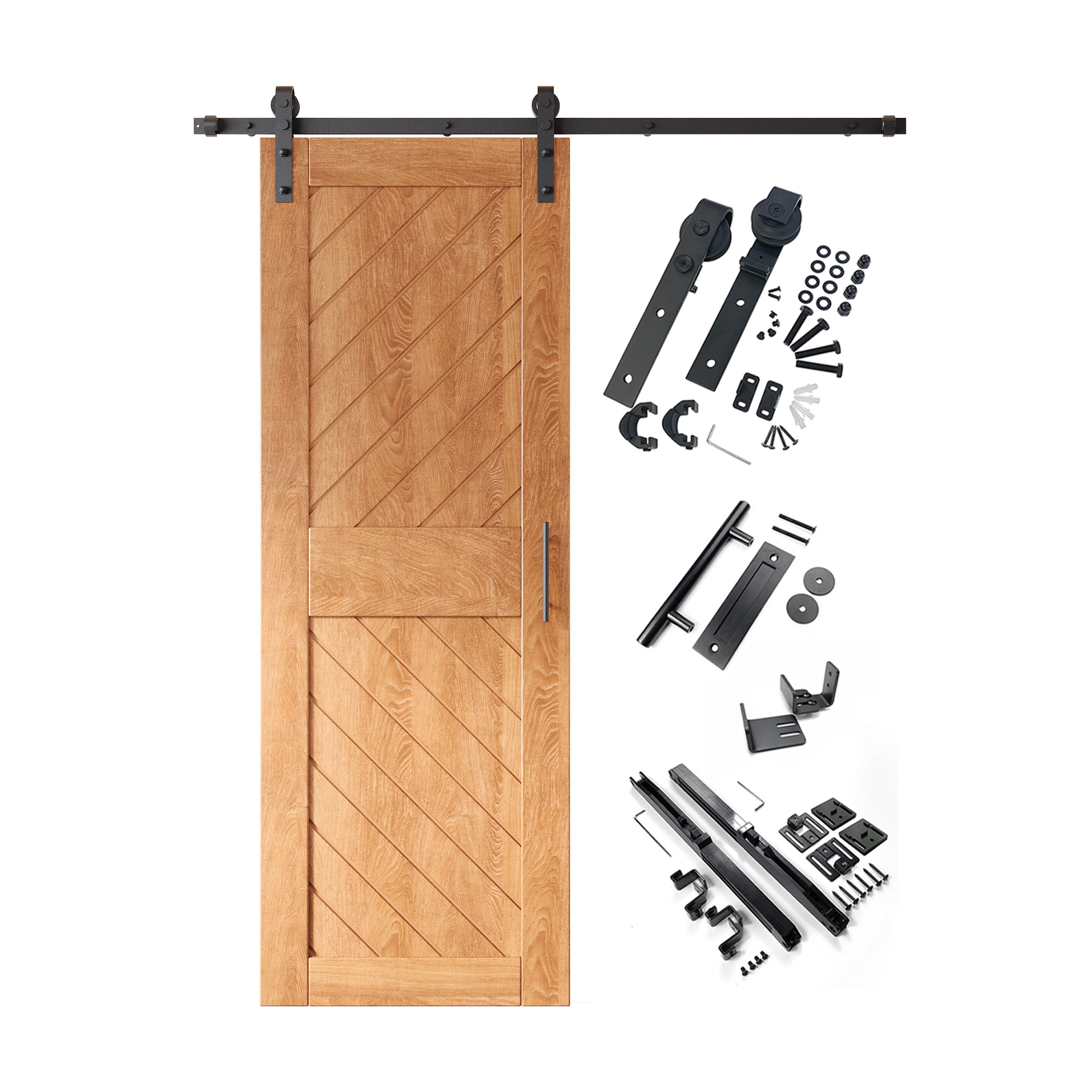HOMACER YT1H054C-XT3-2684-EA 26-in x 84-in Early American Prefinished Non-standard Pine Wood Solid core Single Barn Door (Hardware Included)