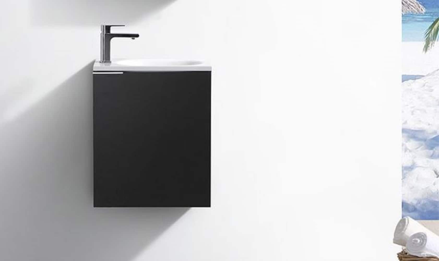 Valencia 20" Black Wall-Mount Vanity with White Acrylic Sink