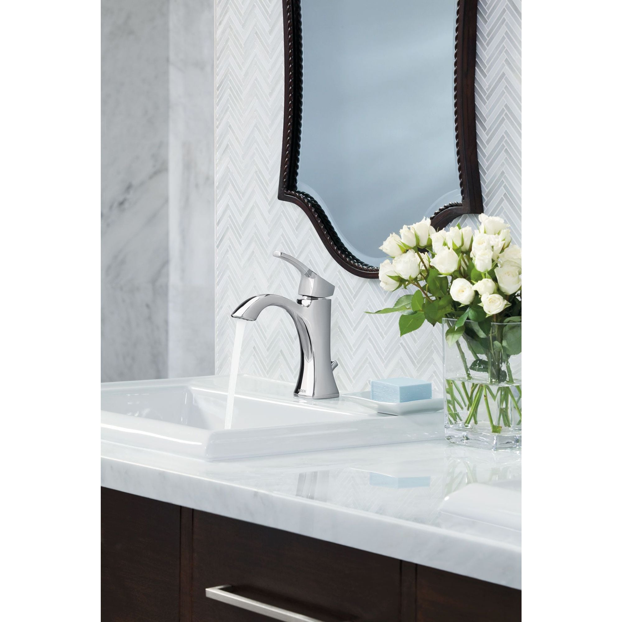 Polished Nickel 7 3/4" Transitional Single Hole Faucet with Drain