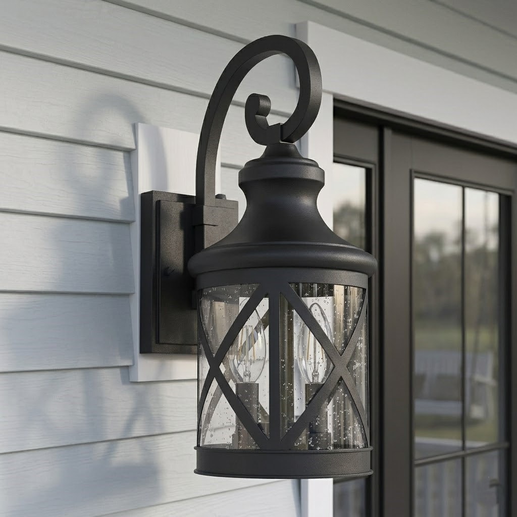 1-Light 13.39-in H Matte Black Outdoor Wall Light 7017-2BK at