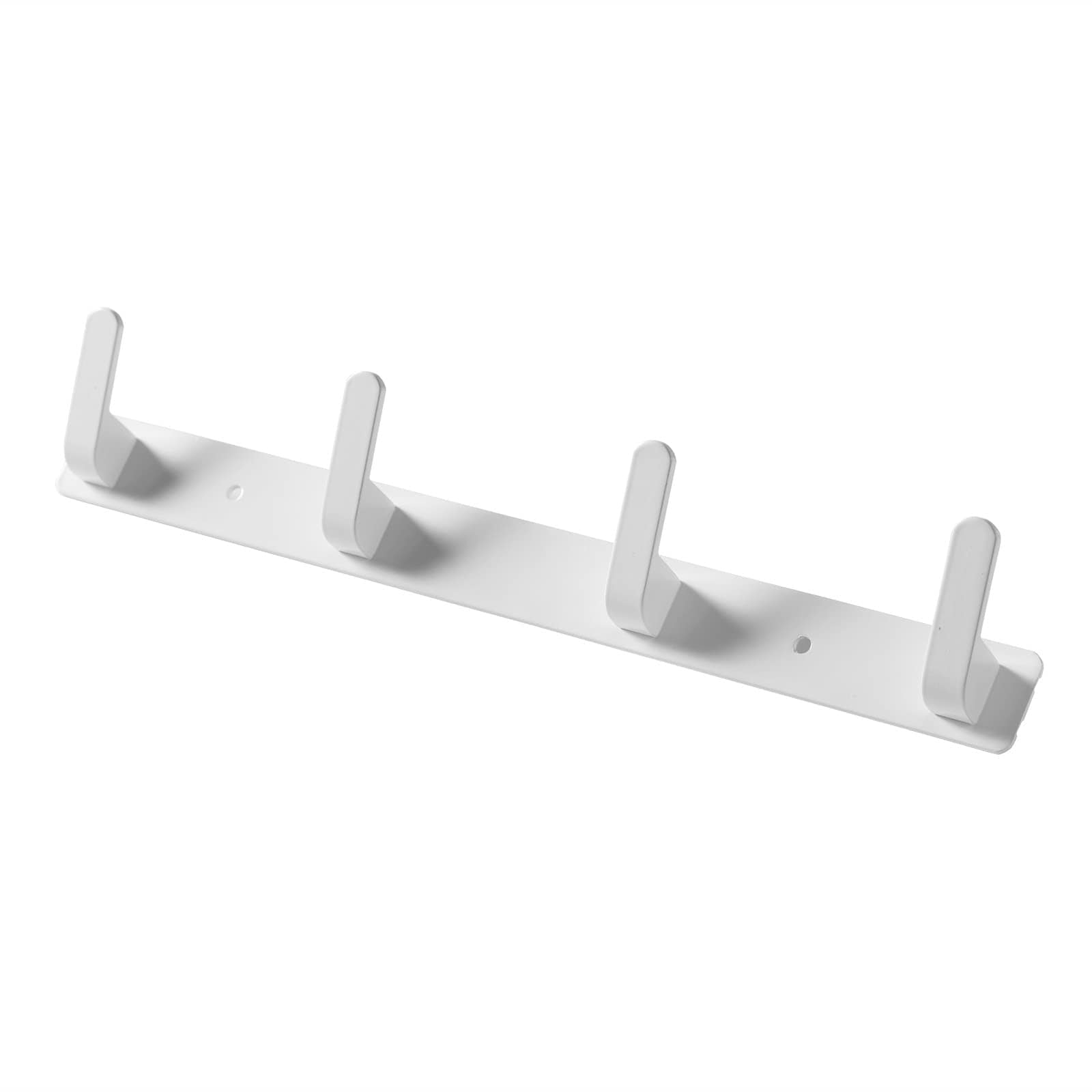Lovav White 4 hooks Aluminum Heavy Duty Wall Mount Hooks Adhesive or Screw Mount Multi Use Rack