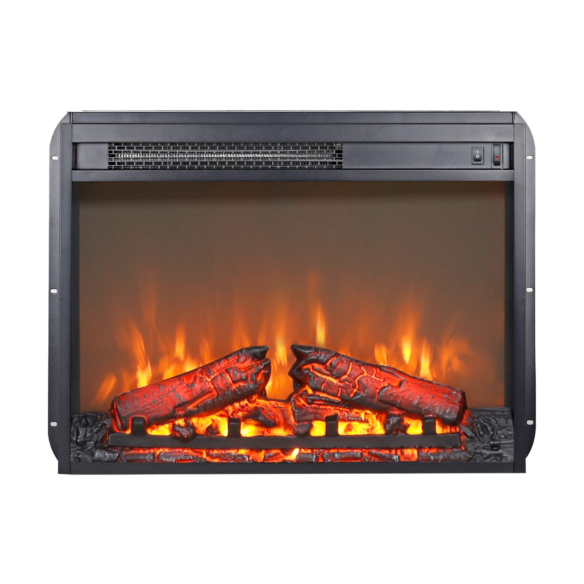Bybafun 22.8-in W x 17.5-in H Black Electric Fireplace Insert