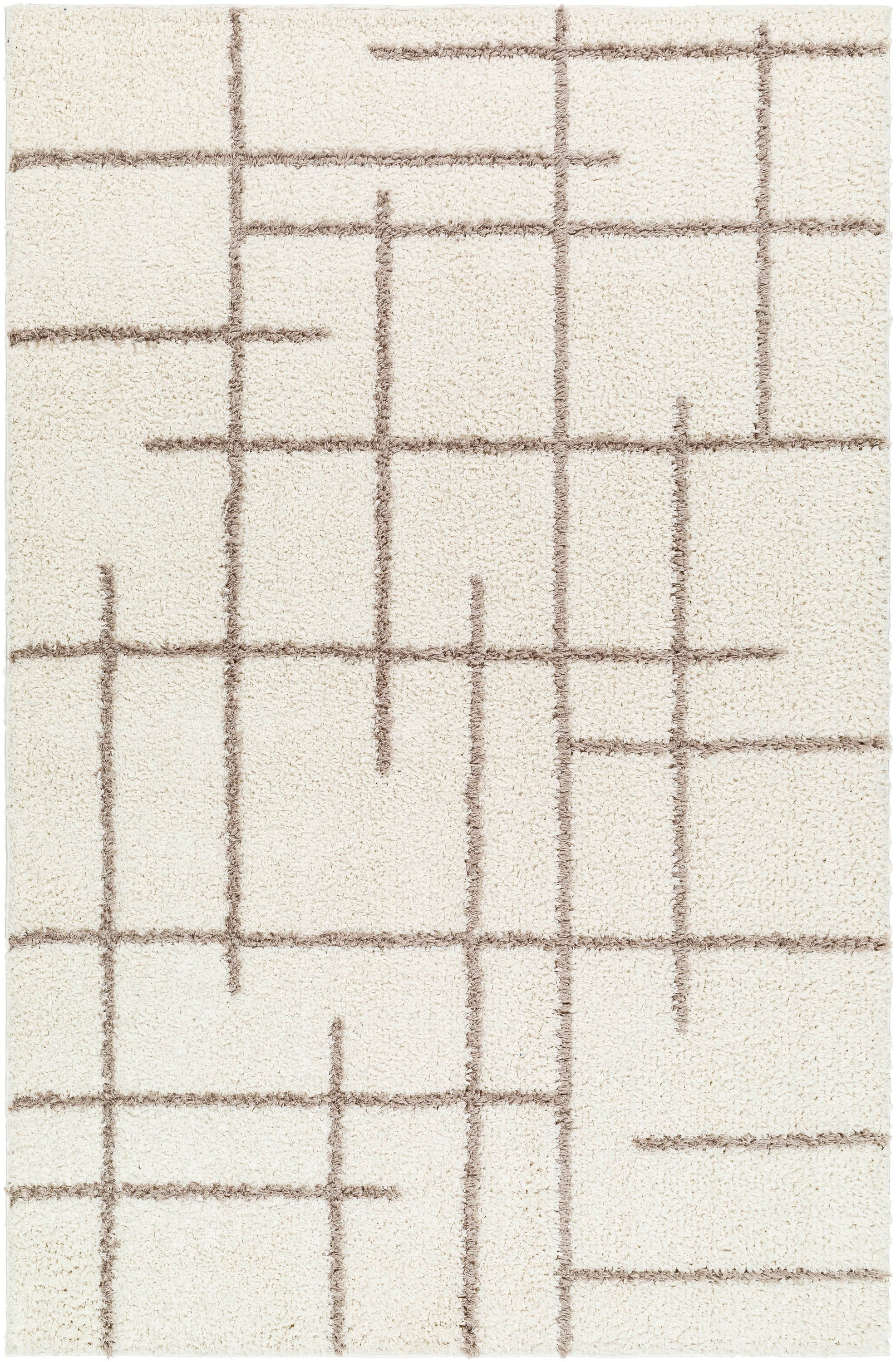 Livabliss MSG2304-71010 Maryland Shag 7 x 10 (ft) Flatweave Polyester Ivory/Gray Rectangular Indoor Mid-Century Modern Area rug