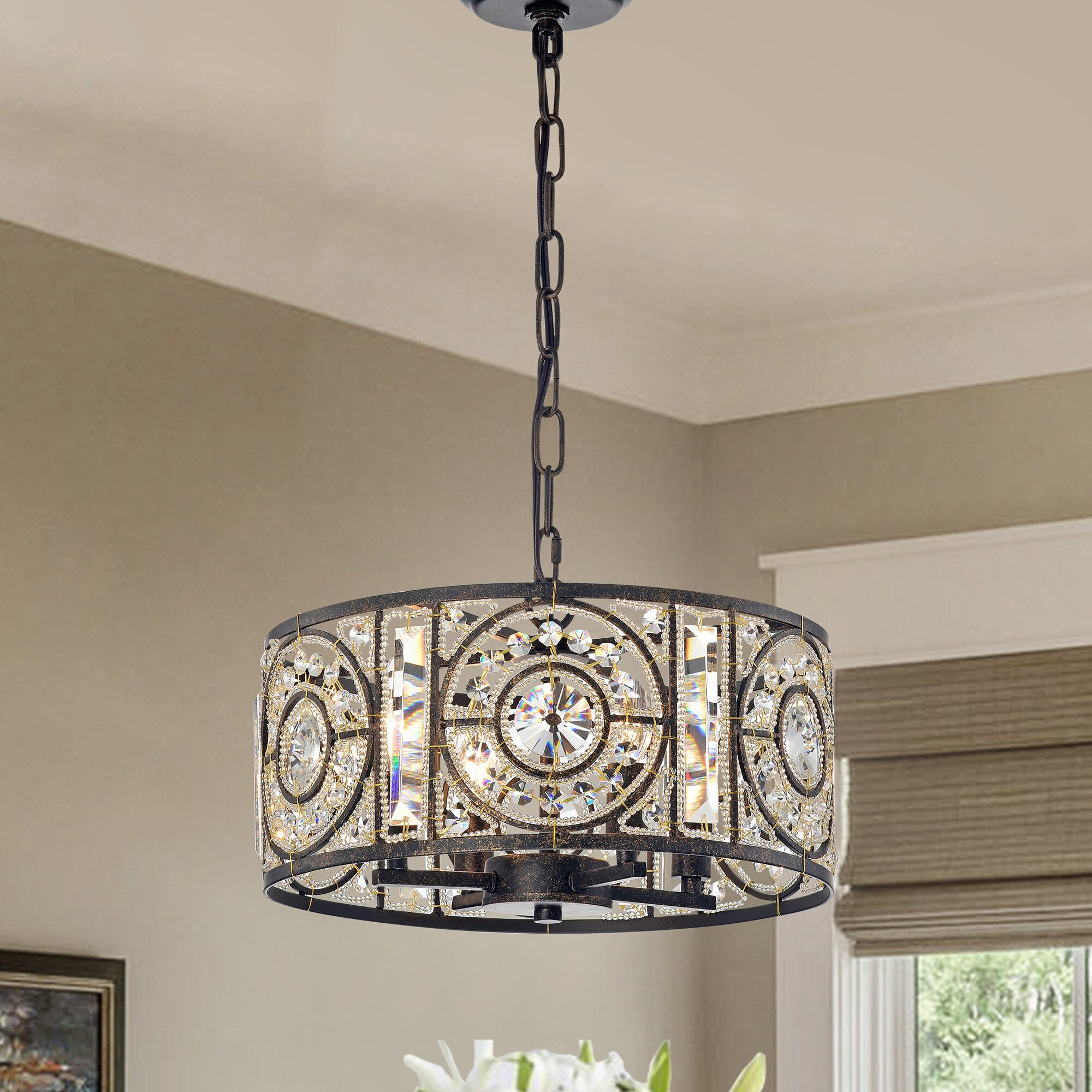 Home Accessories Inc IMP79W/4AB 4 -Light Bronze Modern/contemporary For Use in Bedrooms, Dining Rooms, Foyers, Kitchens, Living Rooms Chandelier