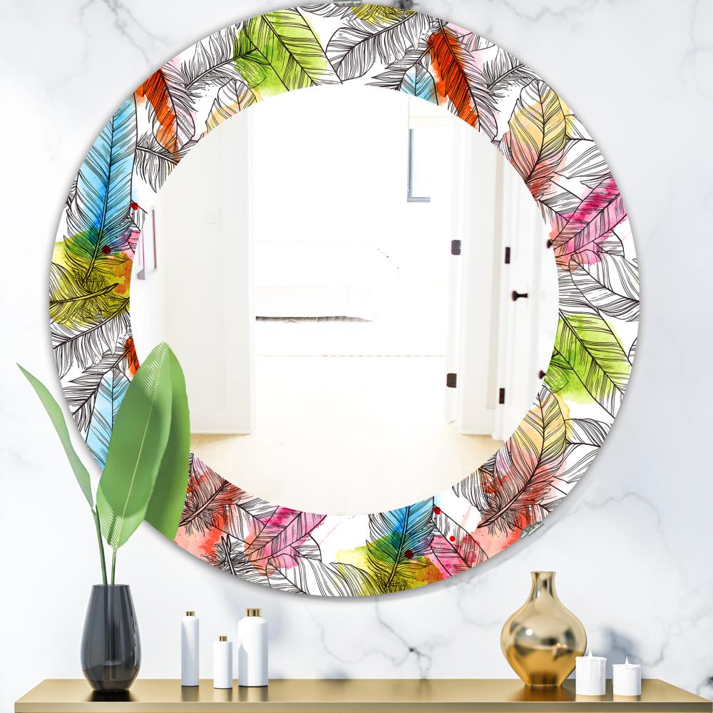 Designart 24-in W x 24-in H Round White Polished Wall Mirror at Lowes.com