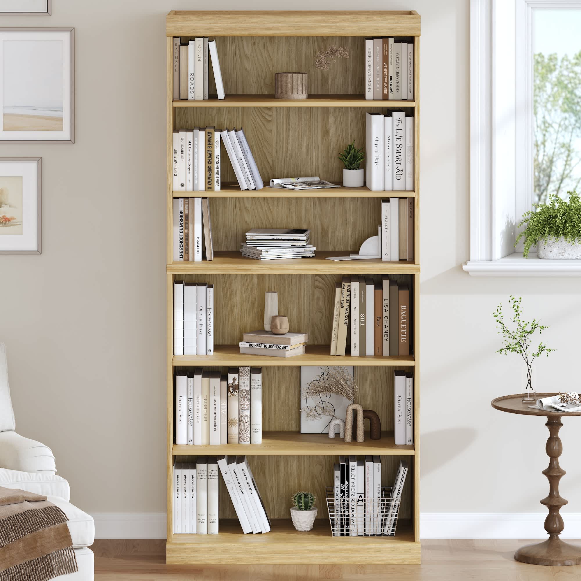 Misty Moon 6-Story Doorless Wood Grain Decorative Storage Cabinet ...