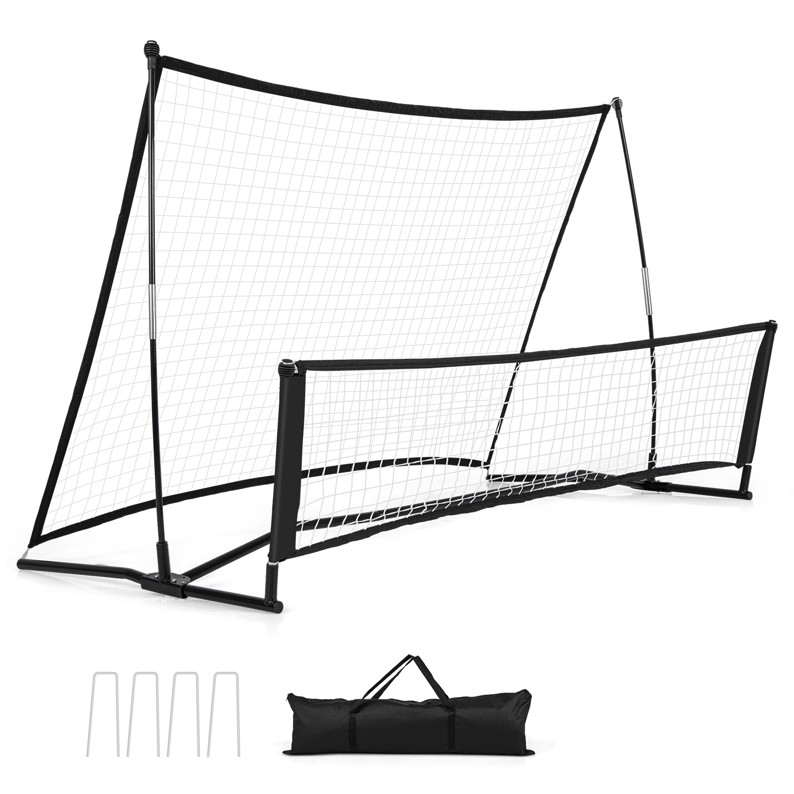 Slickblue Heavy-Duty Soccer Rebound Net 6.6ft x 3.3ft with Fiberglass Poles and Ground Stakes