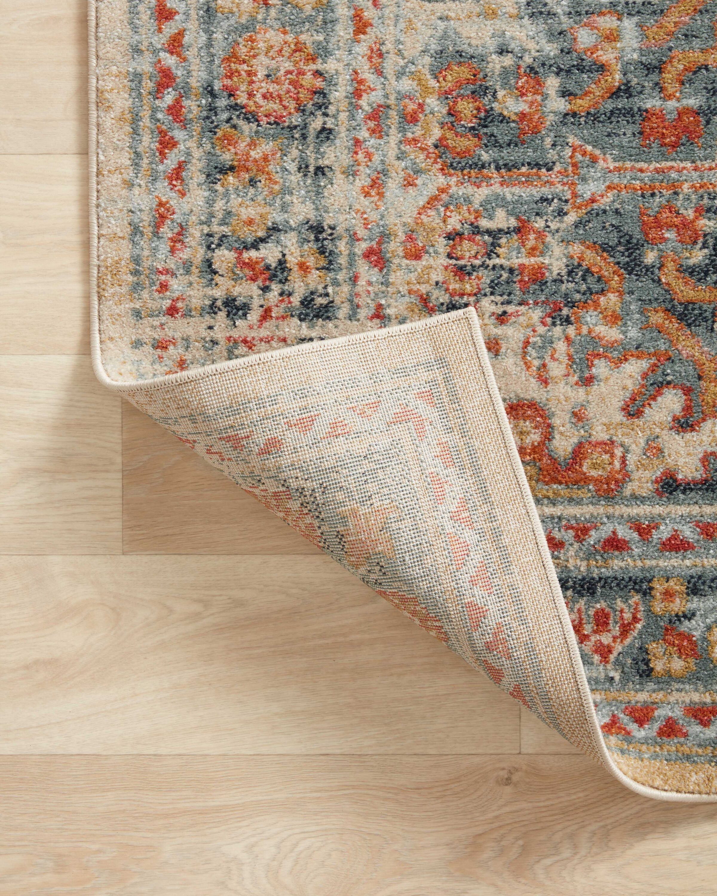 4' x 6' Blue Reversible Stain-Resistant Synthetic Oriental Rug