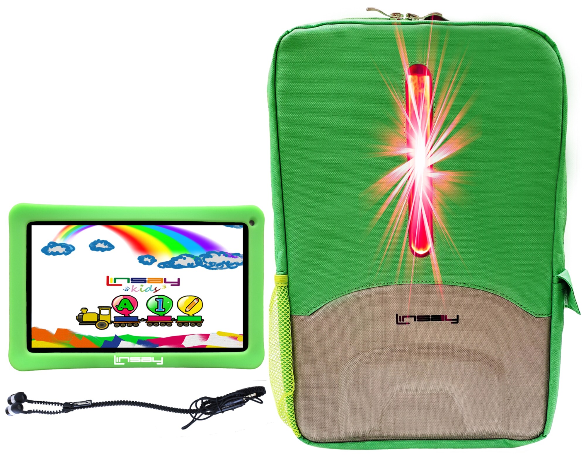 LINSAY F10XHDKIDSBEPGREEN 10.1-in 128 Android 13 Bluetooth, Wi-fi Tablet with Case Included