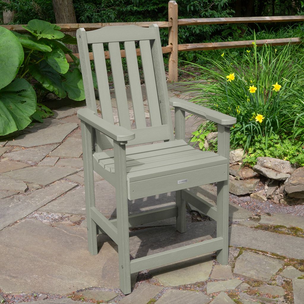 highwood AD-CHCL2-EUC Lehigh Eucalyptus Poly-lumber Frame Stationary Counter-height Chair with Slat Seat