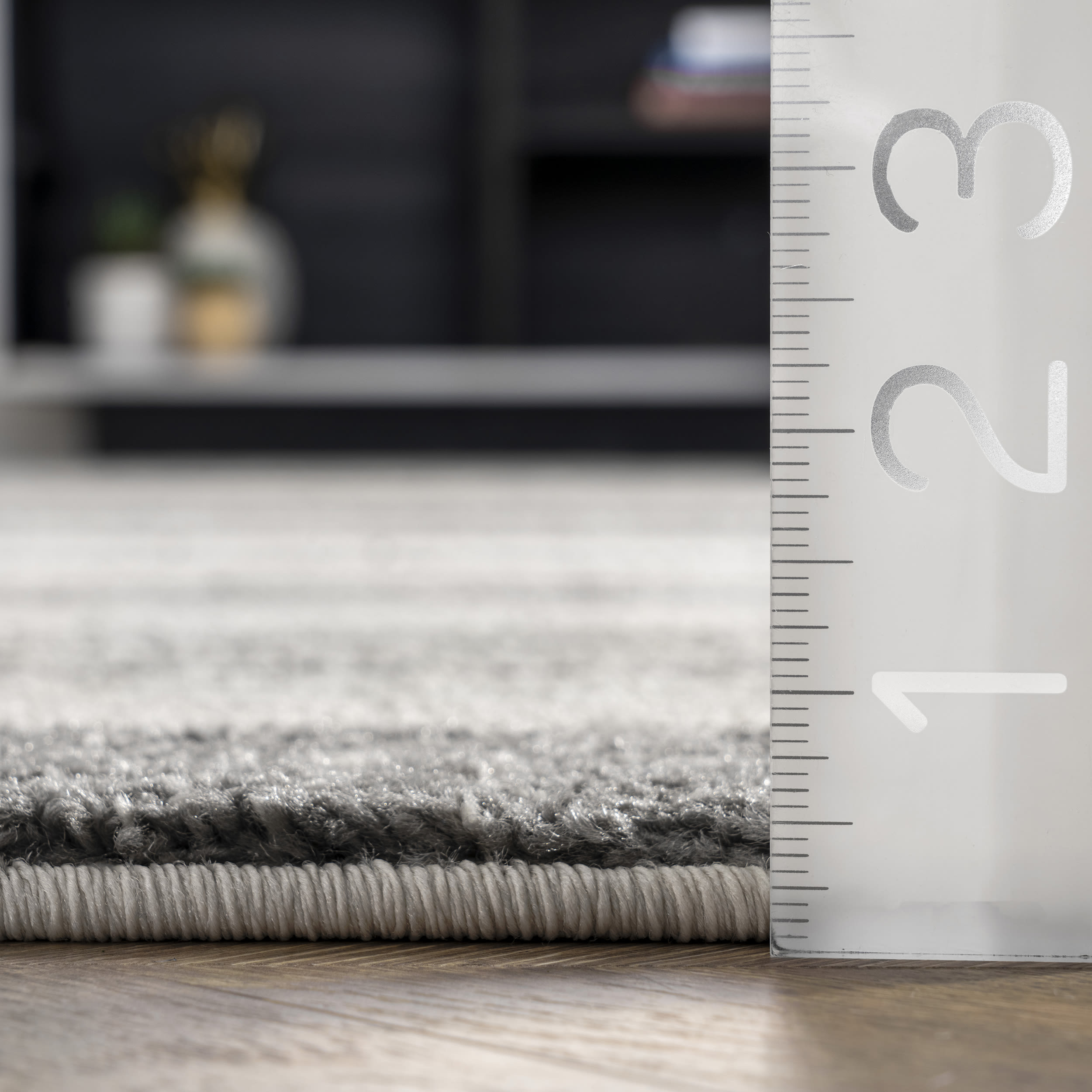 Reversible Gray Stripe Synthetic Area Rug 5' x 7'