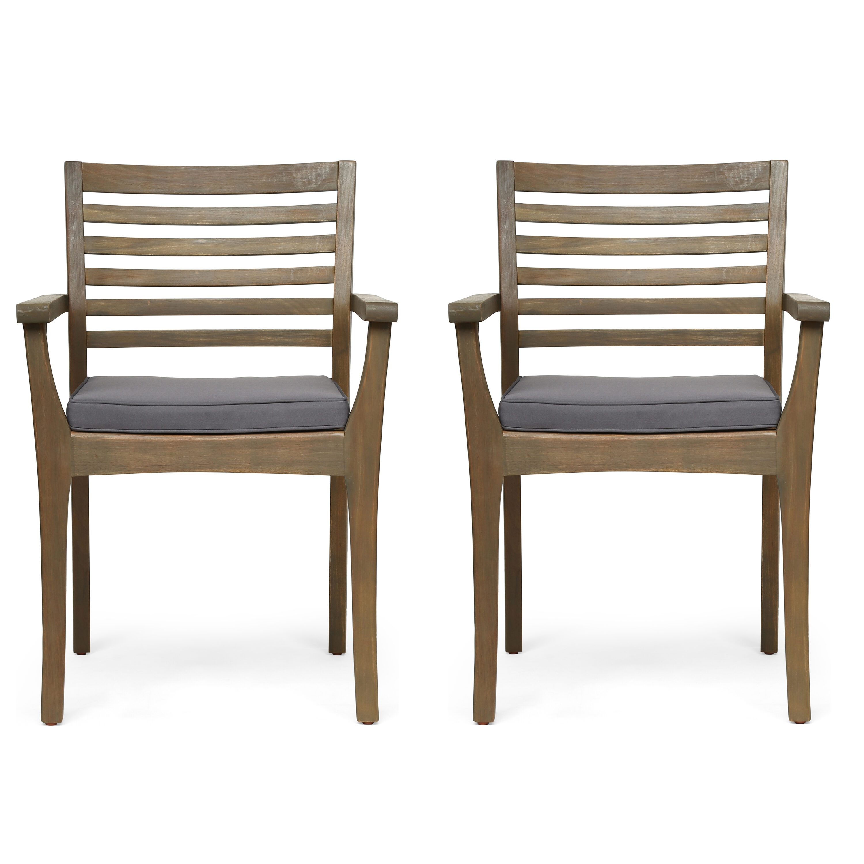 AHIOU HOME ZAAHG-61723GRYAC Evelyn Set of 2 Stackable Dark Gray Wood Frame Stationary Dining Chair with Gray Cushioned Seat