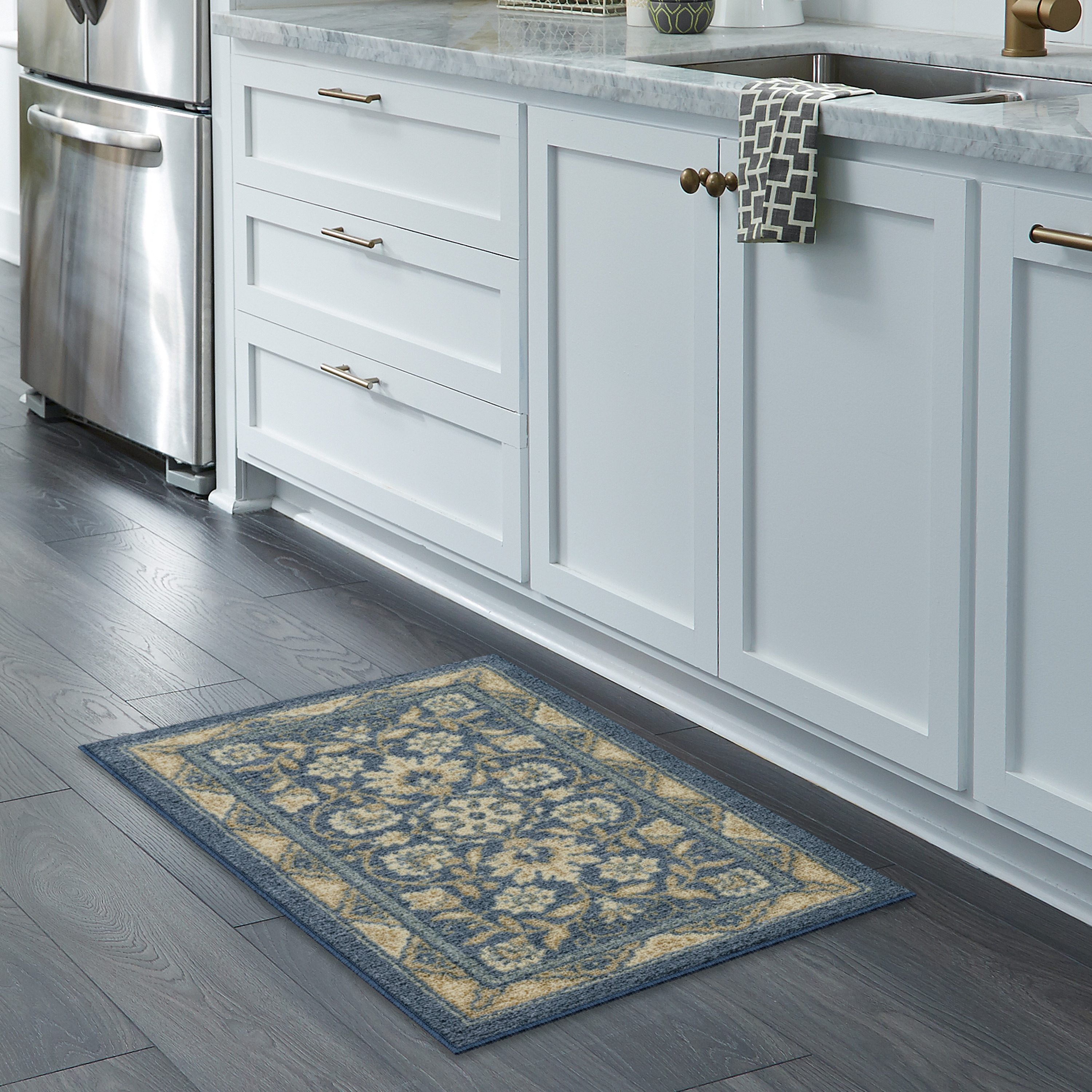 Maples Rugs B4572406 2 x 3 (ft) Tufted Polyester Blue Rectangular Indoor Border Machine washable Throw rug