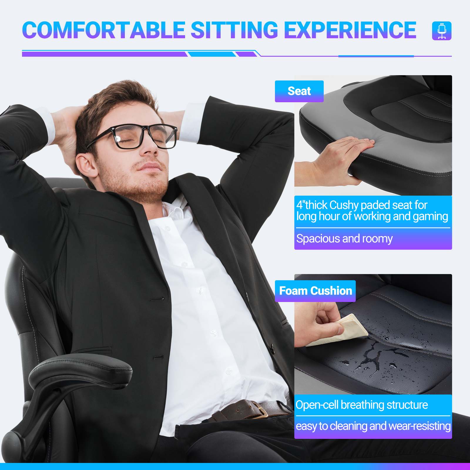 Bestier USLOW-G300550D-GREY Office-Chairs - View #5
