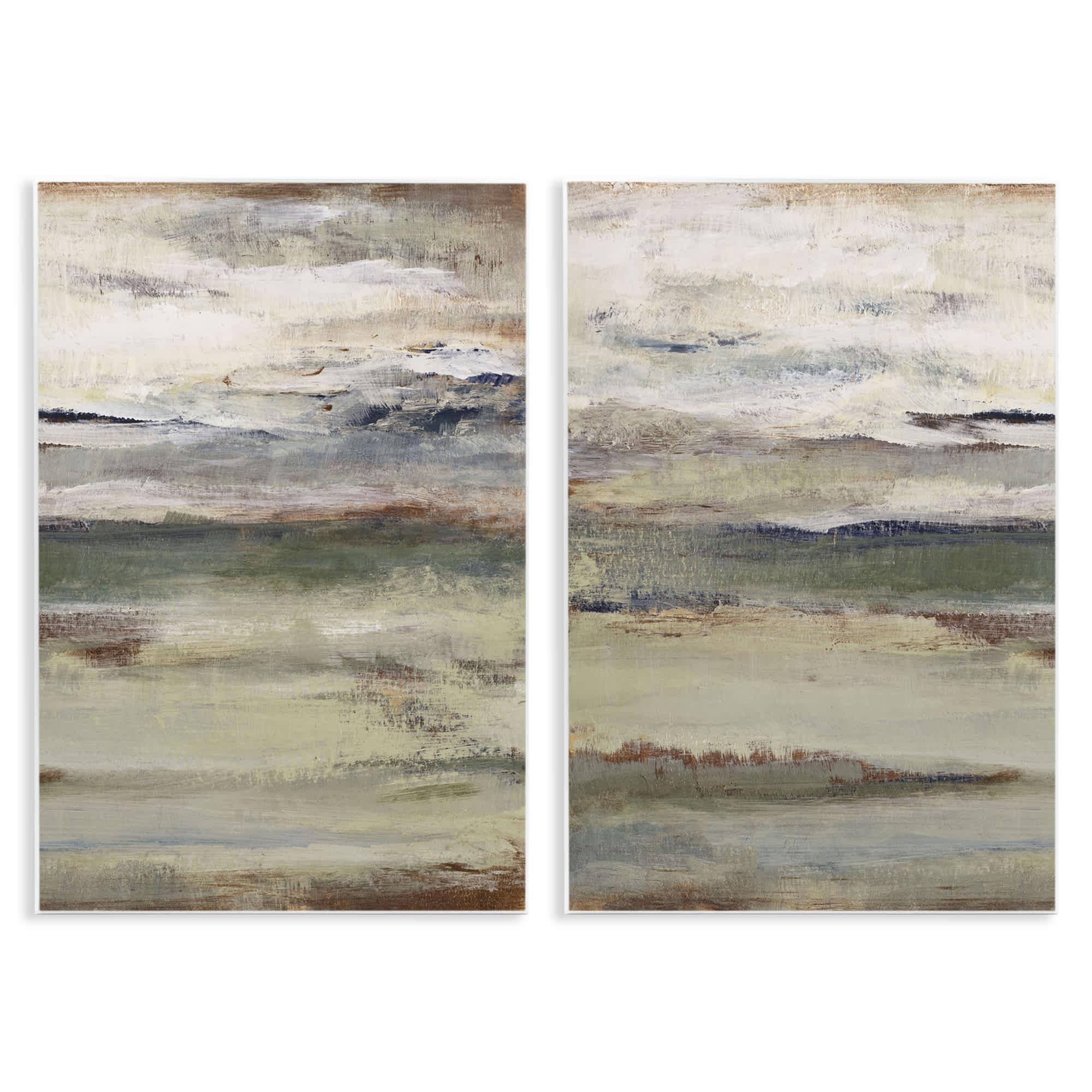 Stupell Industries B2-817-WD-2PC-13X19 Earth's Layers Neutral Abstract 2 Piece Wall Plaque Art Set By Lanie Loreth 13 x 19