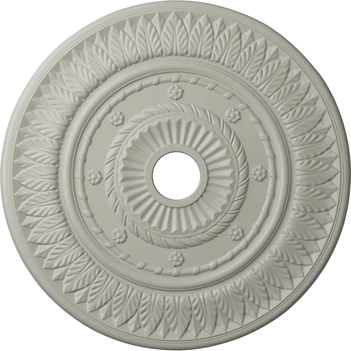 Ekena Millwork CM26LFPCF Leaf 26.75-in W x 26.75-in L Painted Pot Of Cream Polyurethane Whole Ceiling Medallion
