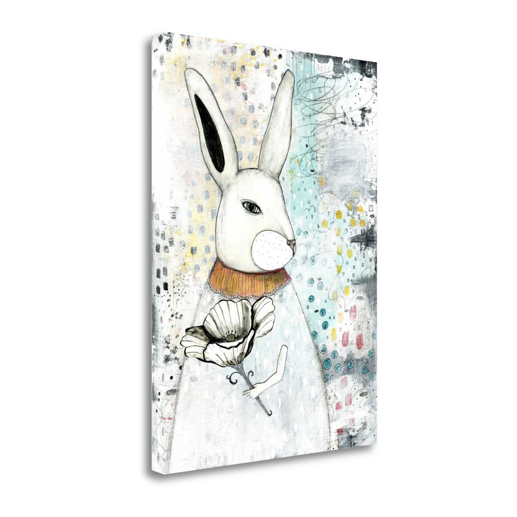 Tangletown Fine Art SBSO1191-1824C The Rabbit and The Flower Sarah Ogren 24-in H x 18-in W Animals Print on Canvas