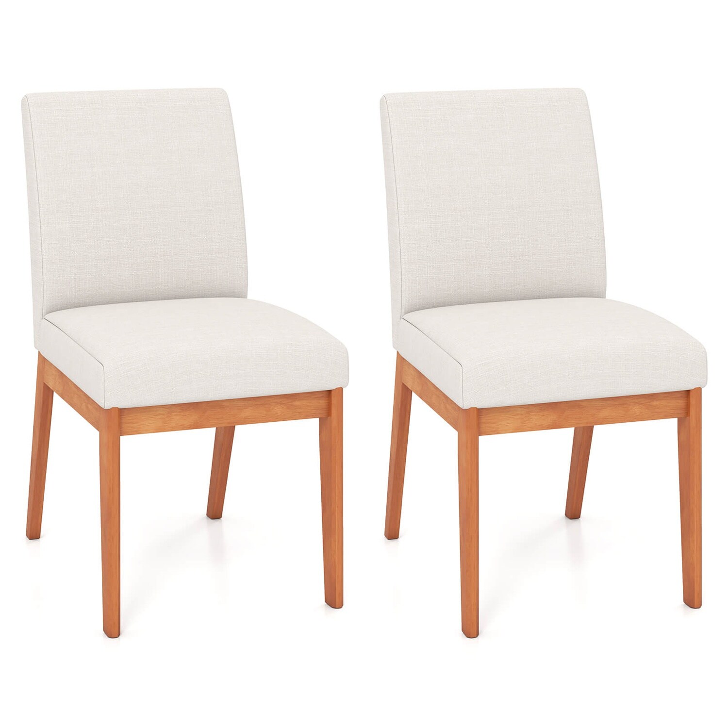Costway CSHY001712 Modern Kitchen Chair Set of 2 Dining Chair with Rubber Wood Legs and Padded Seat