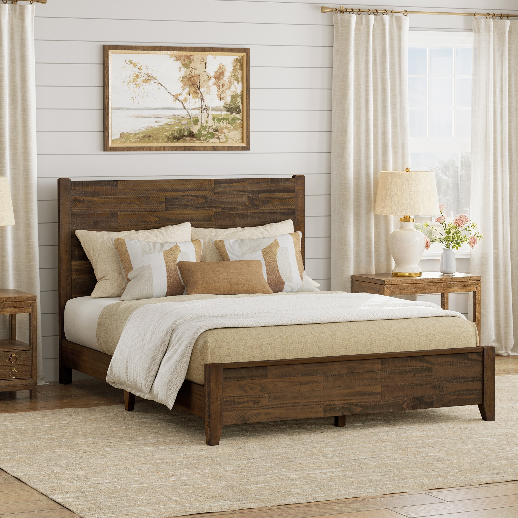 Dark wood panel bed hotsell