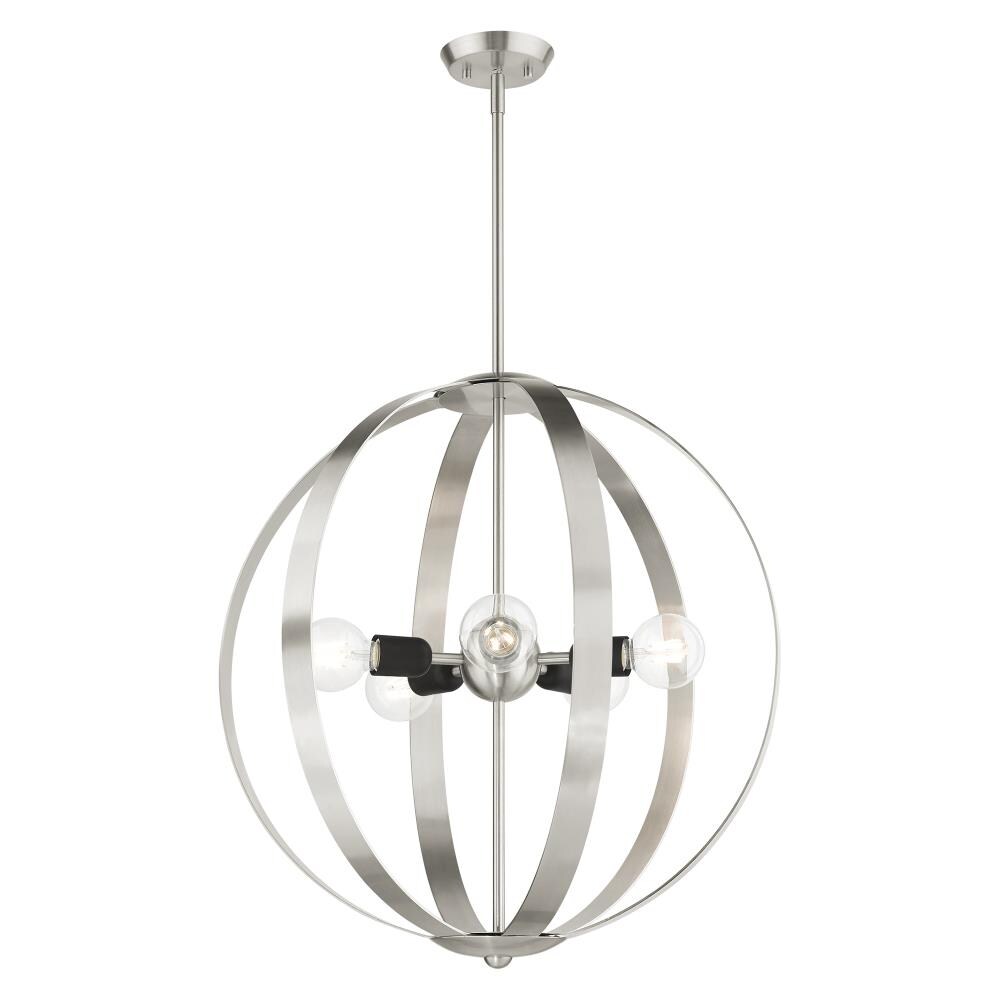 Modesto Mid-Century Modern 5-Light Brushed Nickel Chandelier